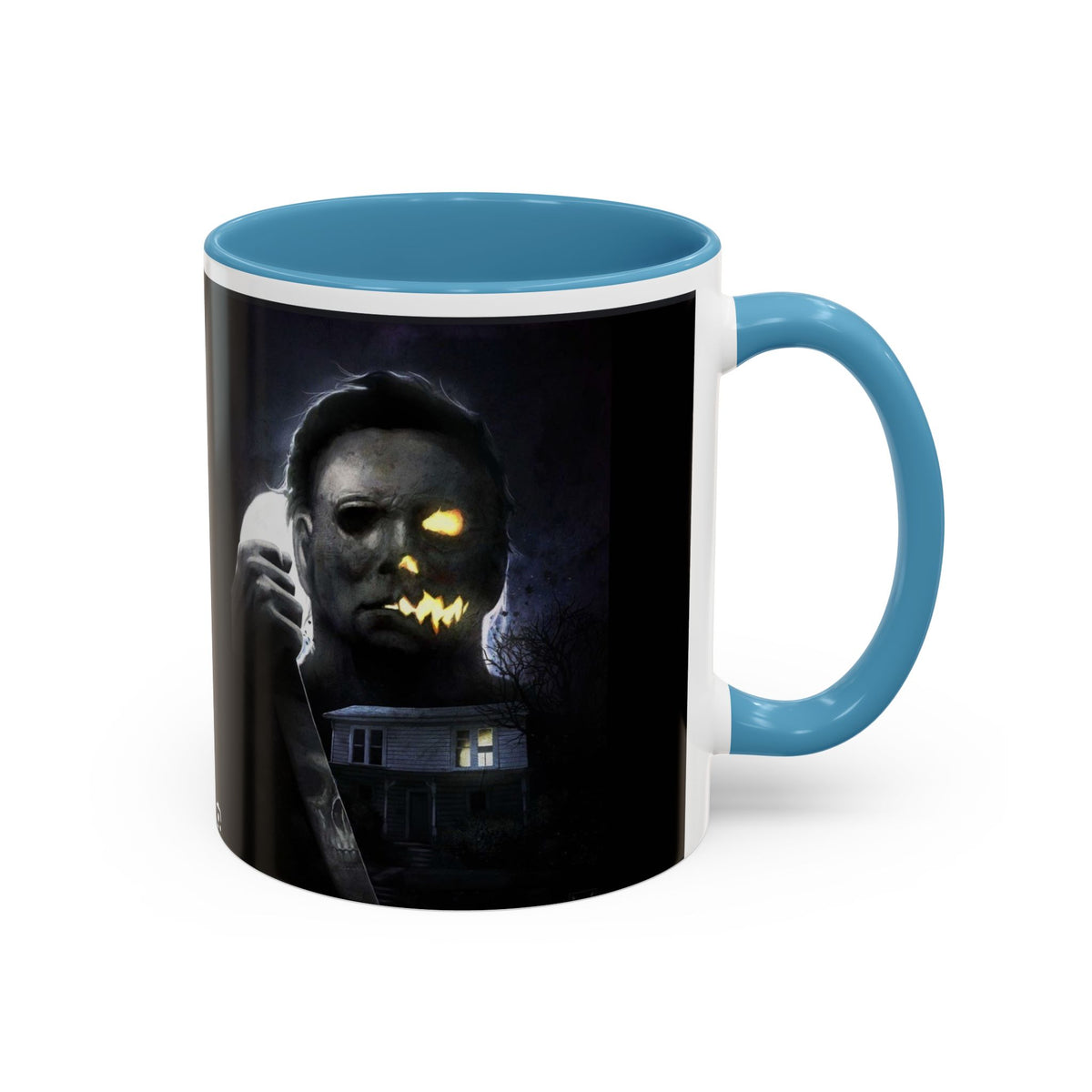 Halloween Michael Myers Accent Coffee Mug — Spooky Horror Movie Jack-O'-Lantern Face (11/15oz)