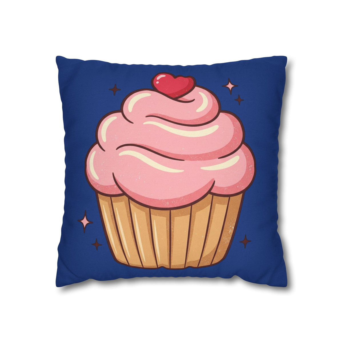 Pink Cupcake Spun Polyester Square Pillowcase- Navy