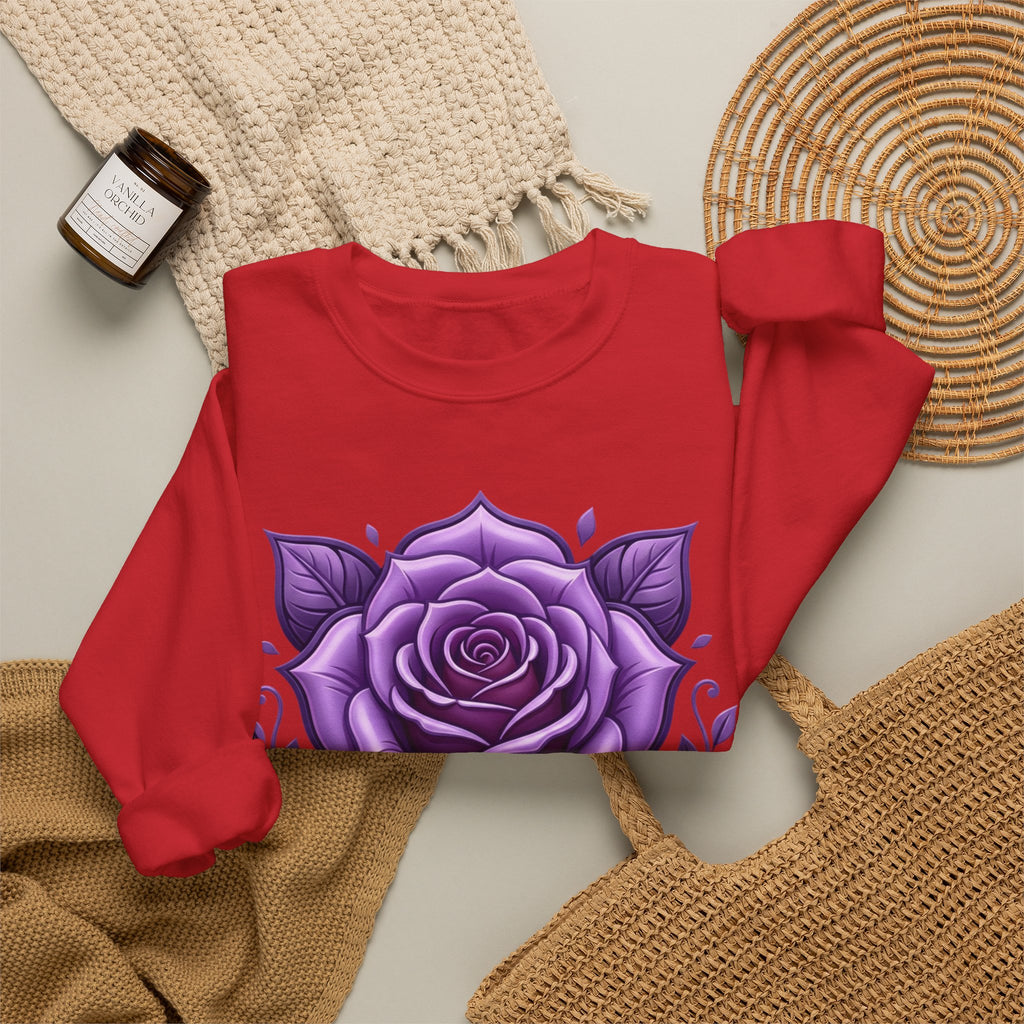 Purple Rose Crewneck Sweatshirt