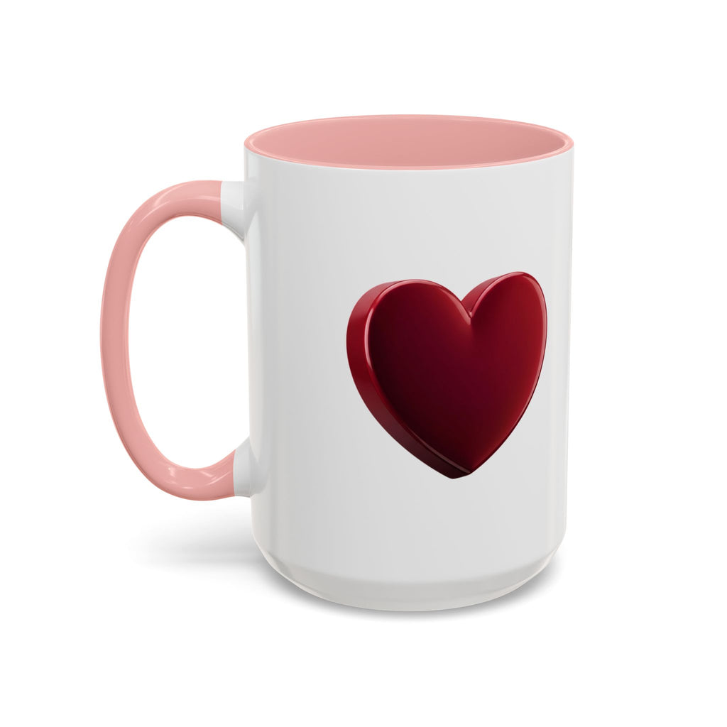 Heart Accent Coffee Mug – Red 3D Heart Design, Valentine’s Day Gift
