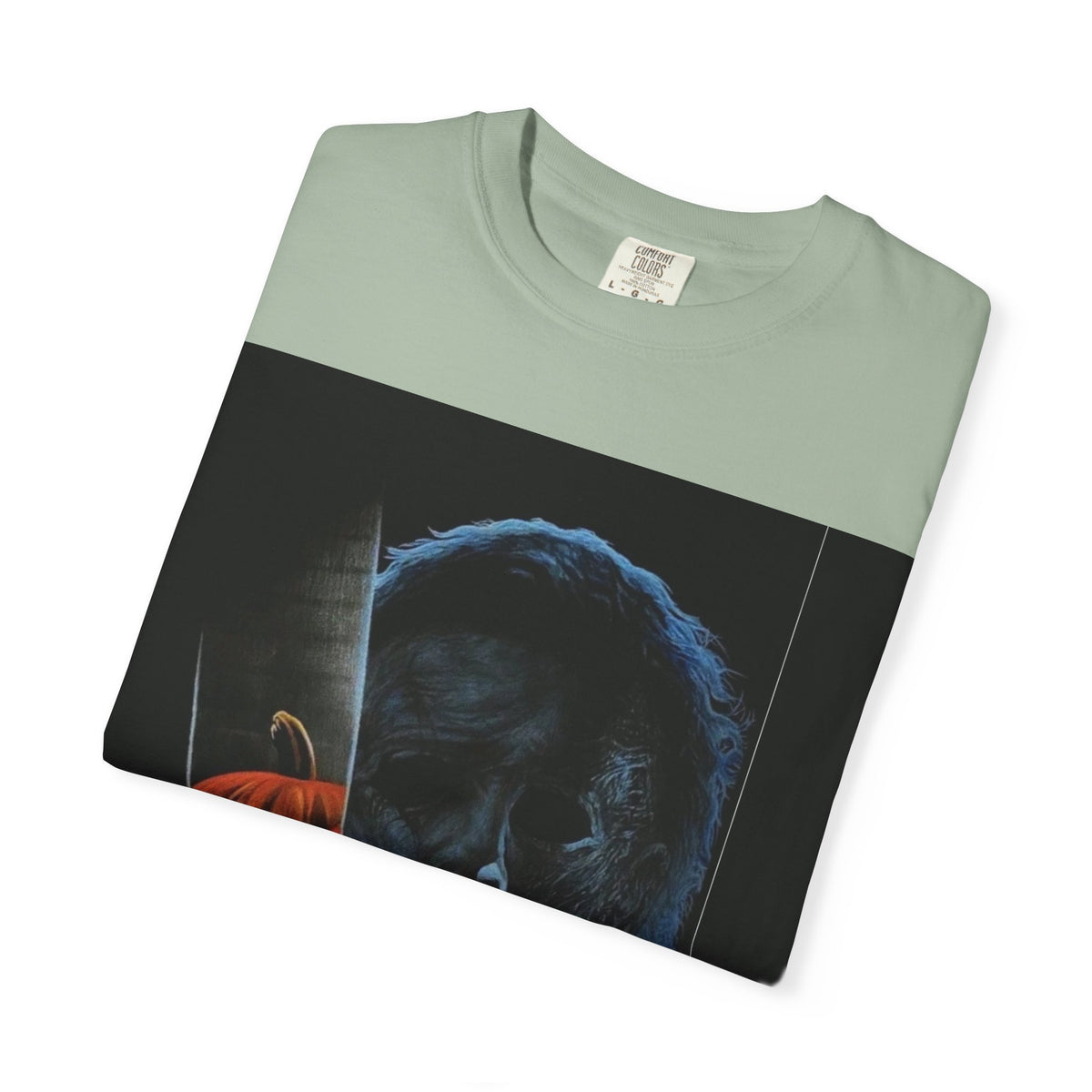 T-Shirt — Halloween Split-Face Pumpkin & Michael Myers Horror Graphic