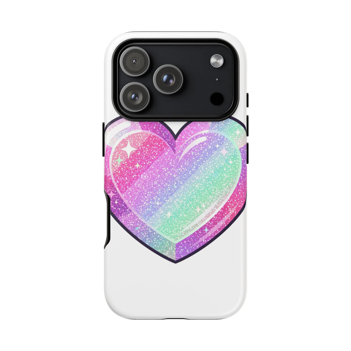Pastel Glitter Heart Tough Phone Case — Cute Protective Phone Cover