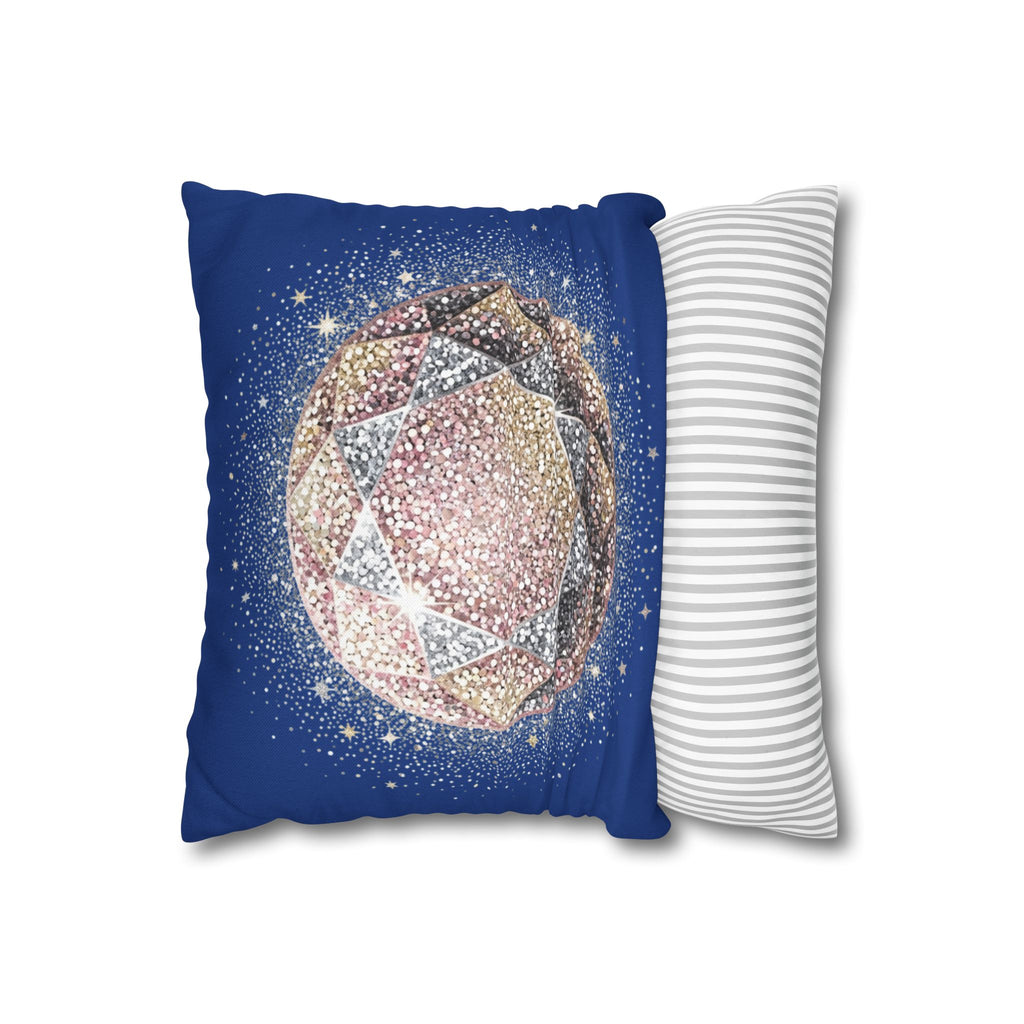 Glittery Navy Spun Polyester Square Pillowcase