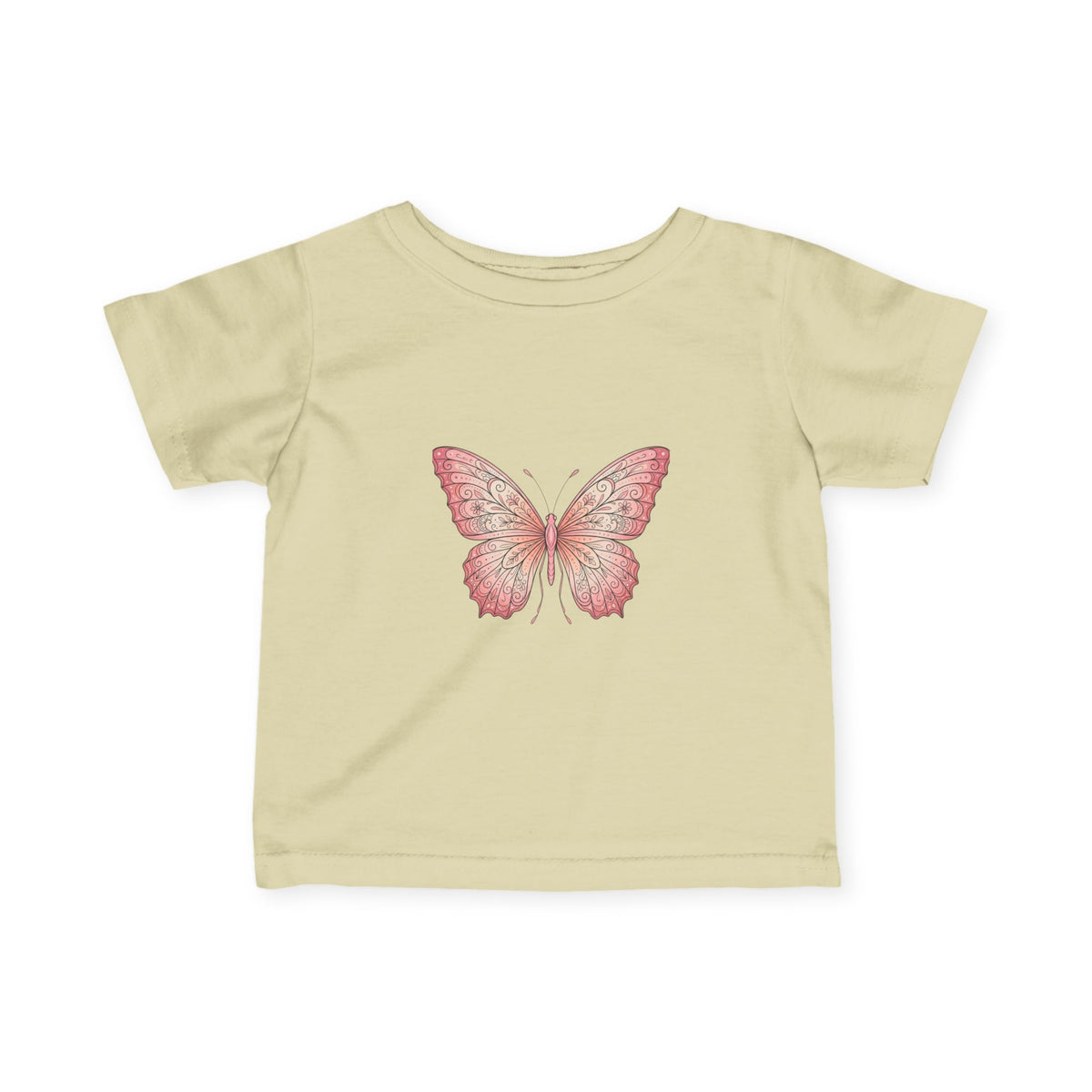 Infant Tee with Pink Watercolor Butterfly — Baby Girl Spring Floral Shirt