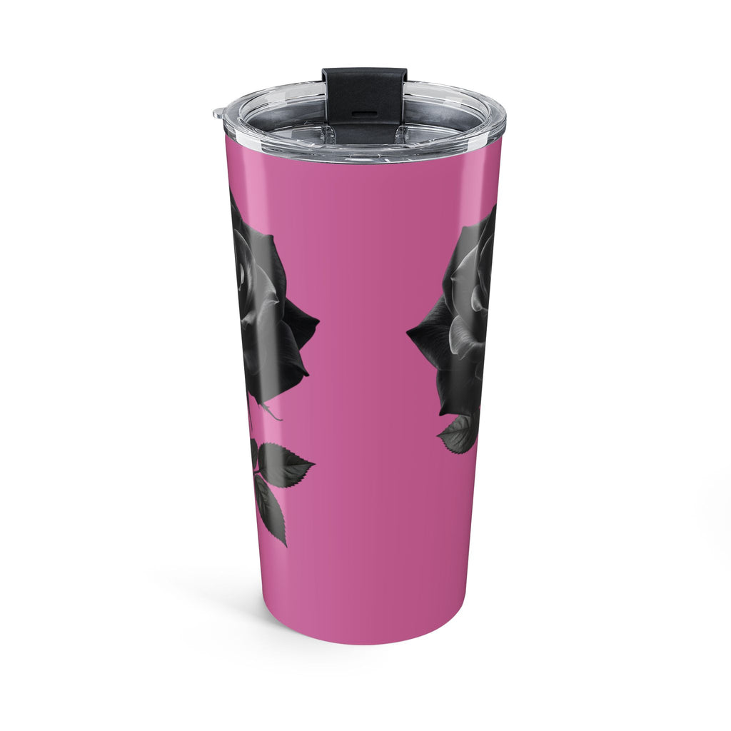 20oz Black Rose Tumbler — Light Pink Floral Insulated Travel Cup