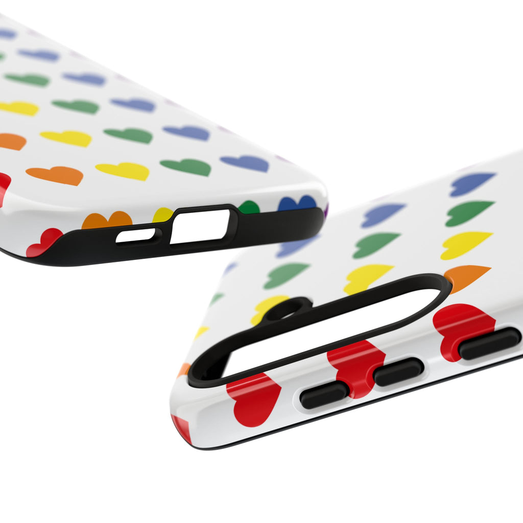 Rainbow Heart Tough Phone Case — Pride Pattern Protective Cover