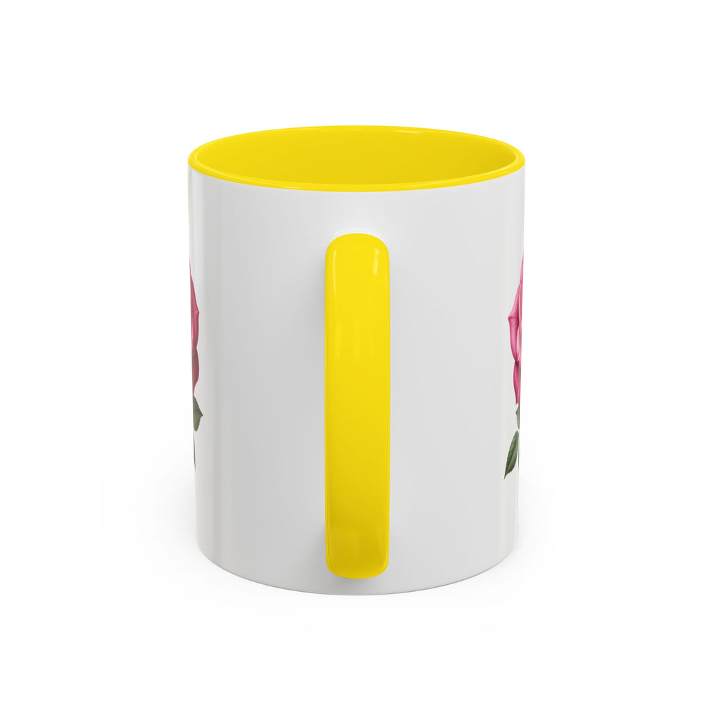 Pink Rose Accent Coffee Mug — Floral Tea & Coffee Cup (11/15 oz)