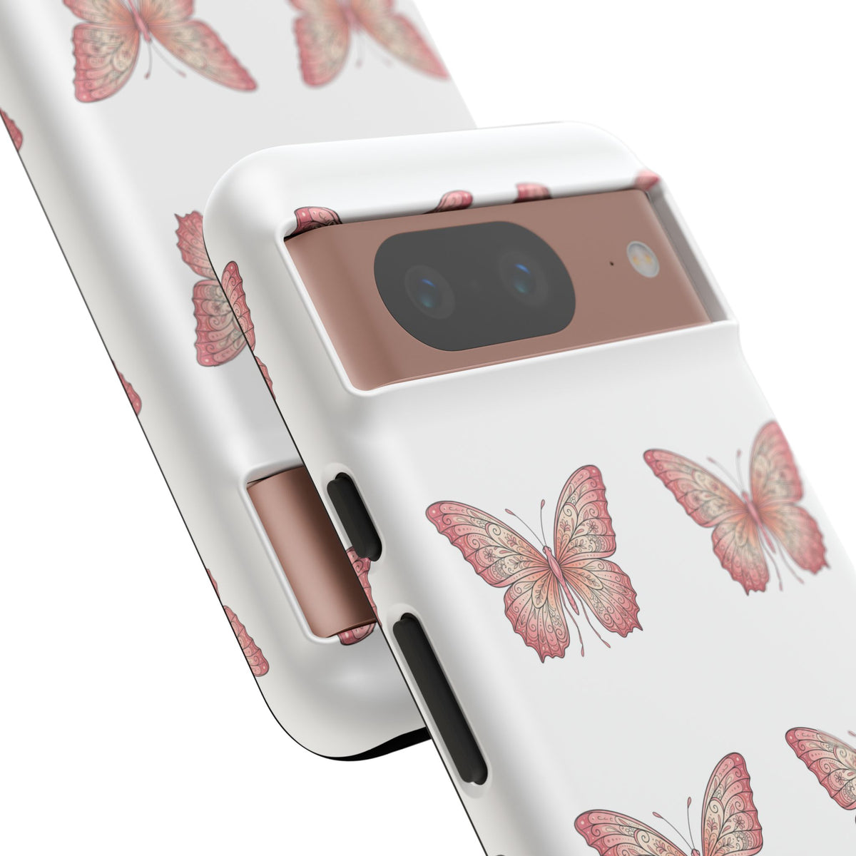 Pink Butterfly Tough Phone Case — Floral Pattern Protective Cover