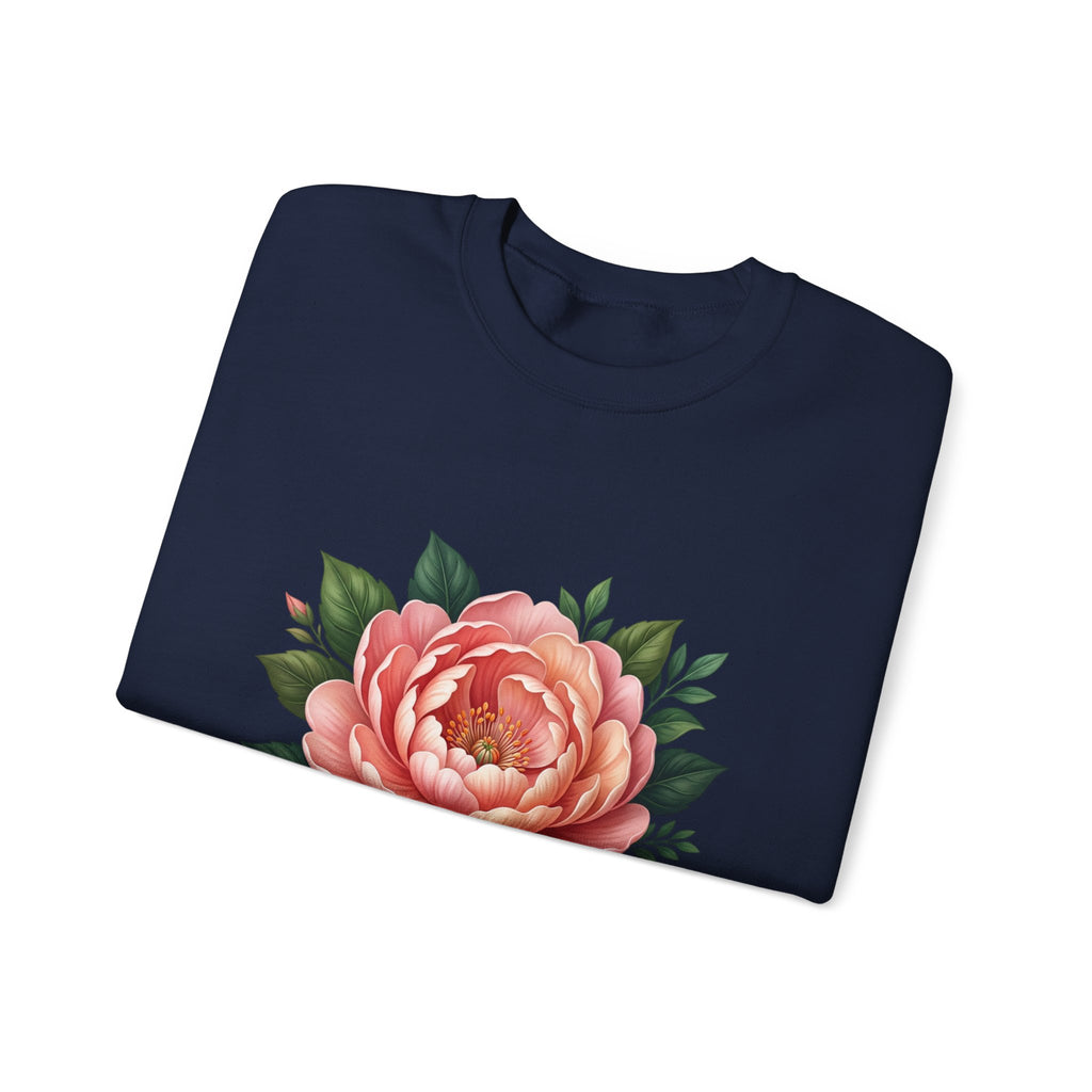 Floral Peony Crewneck Sweatshirt — Vintage Pink Flower Pullover