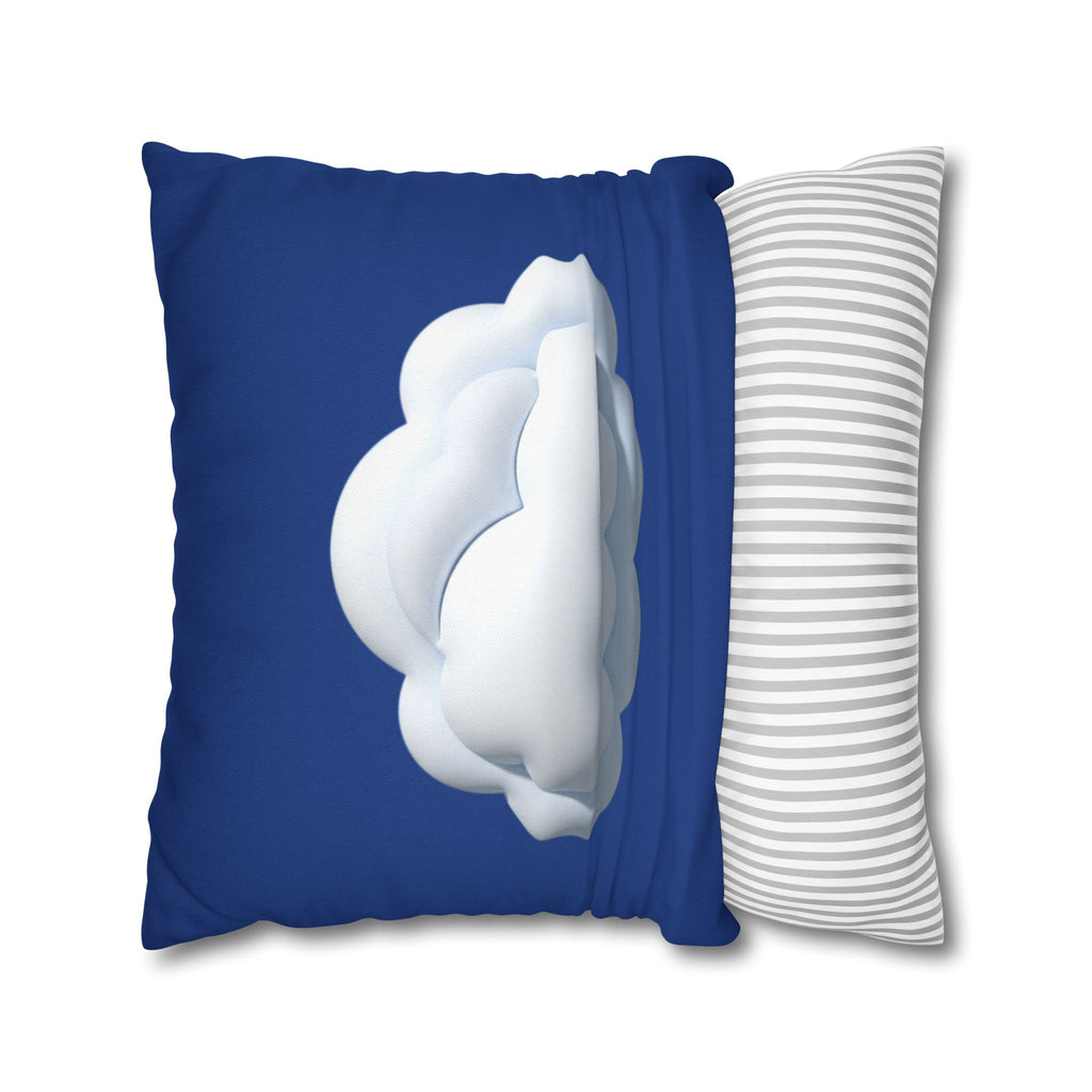 Cloud Navy Pillowcase – Soft White Cloud Design on Blue Square Pillow