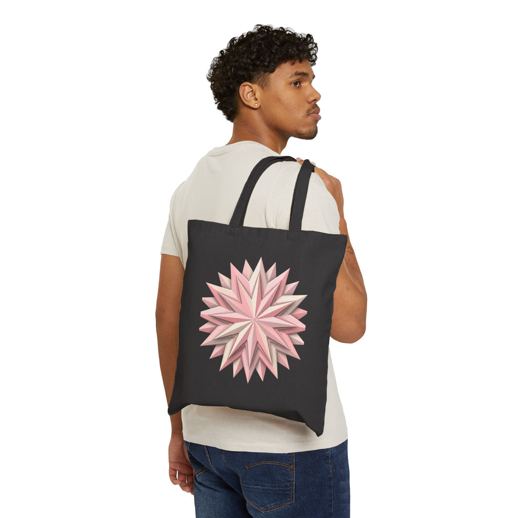 Floral Geometric Star Tote — Pink Paper Star Canvas Bag