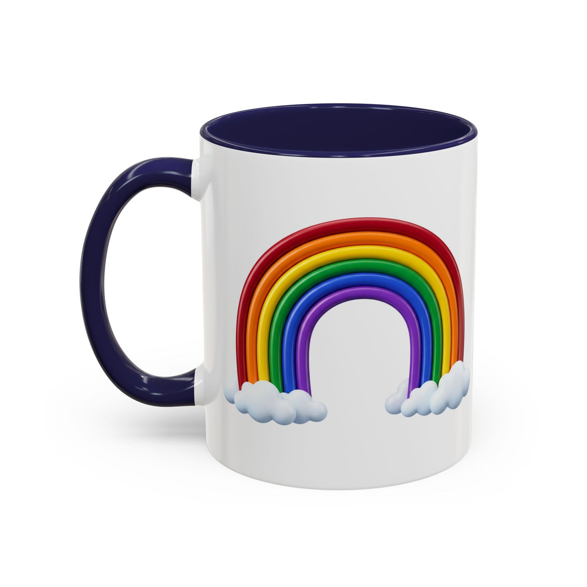 Rainbow Coffee Mug - Colorful Arc & Clouds Accent Mug (11/15oz)