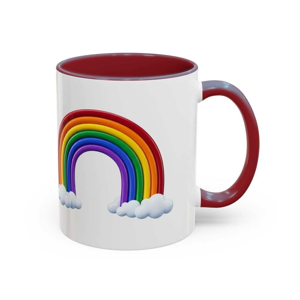 Rainbow Coffee Mug - Colorful Arc & Clouds Accent Mug (11/15oz)