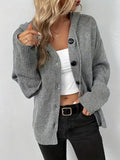 Solid colour hooded single breasted cardigan for women