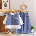 Cowboy vest girl baby long sleeved three piece set