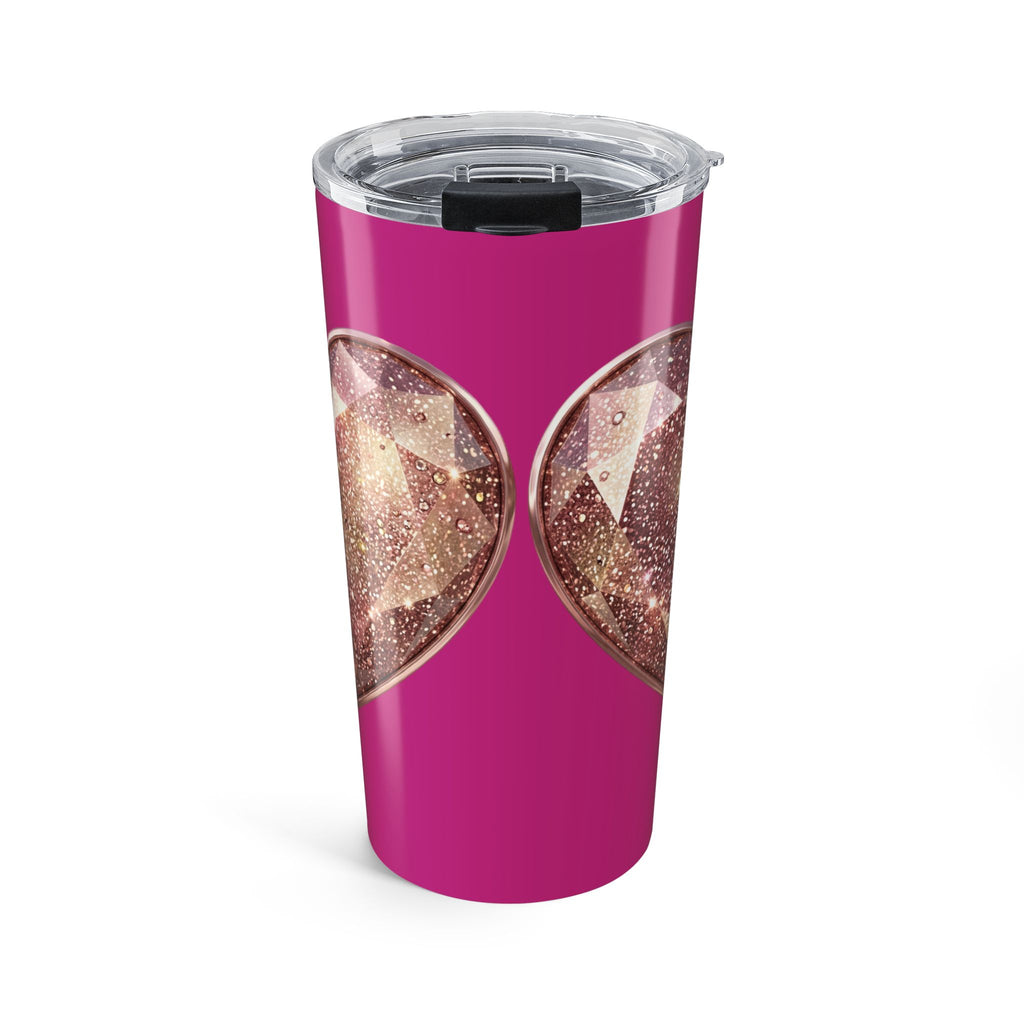 20oz Glitter Heart Tumbler – Insulated Travel Cup- Magenta