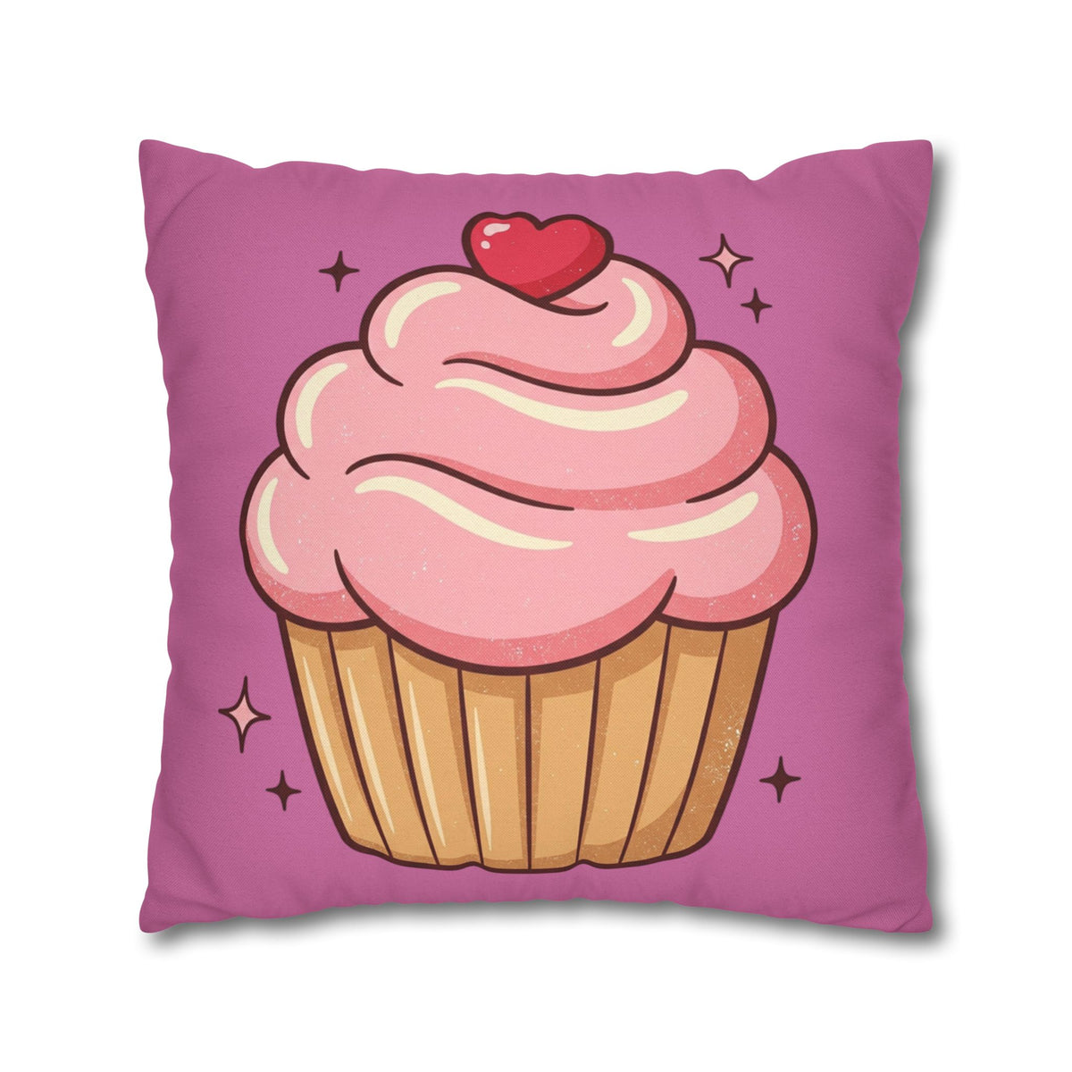 Pink Cupcake Spun Polyester Square Pillowcase- Light Pink