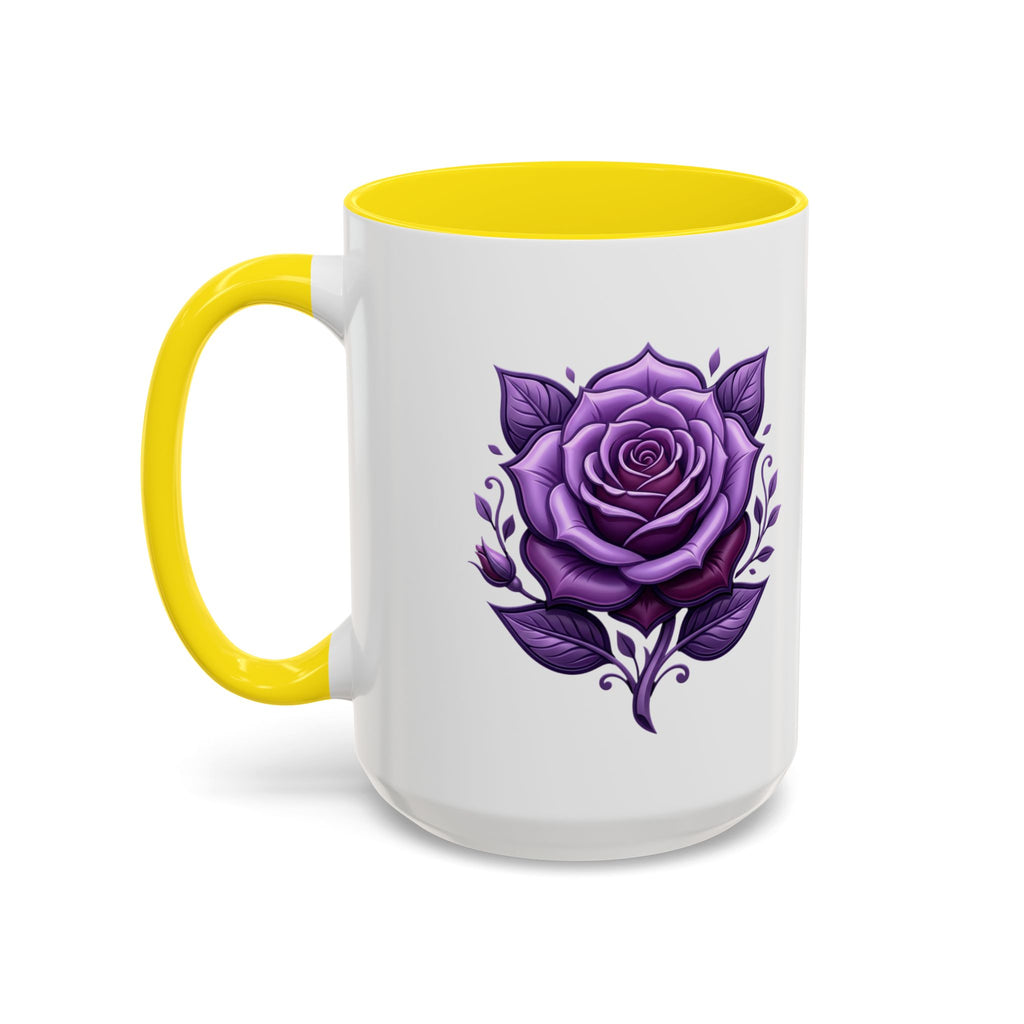 Purple Rose Accent Coffee Mug — Floral Gothic Tea Cup for Women & Gifts