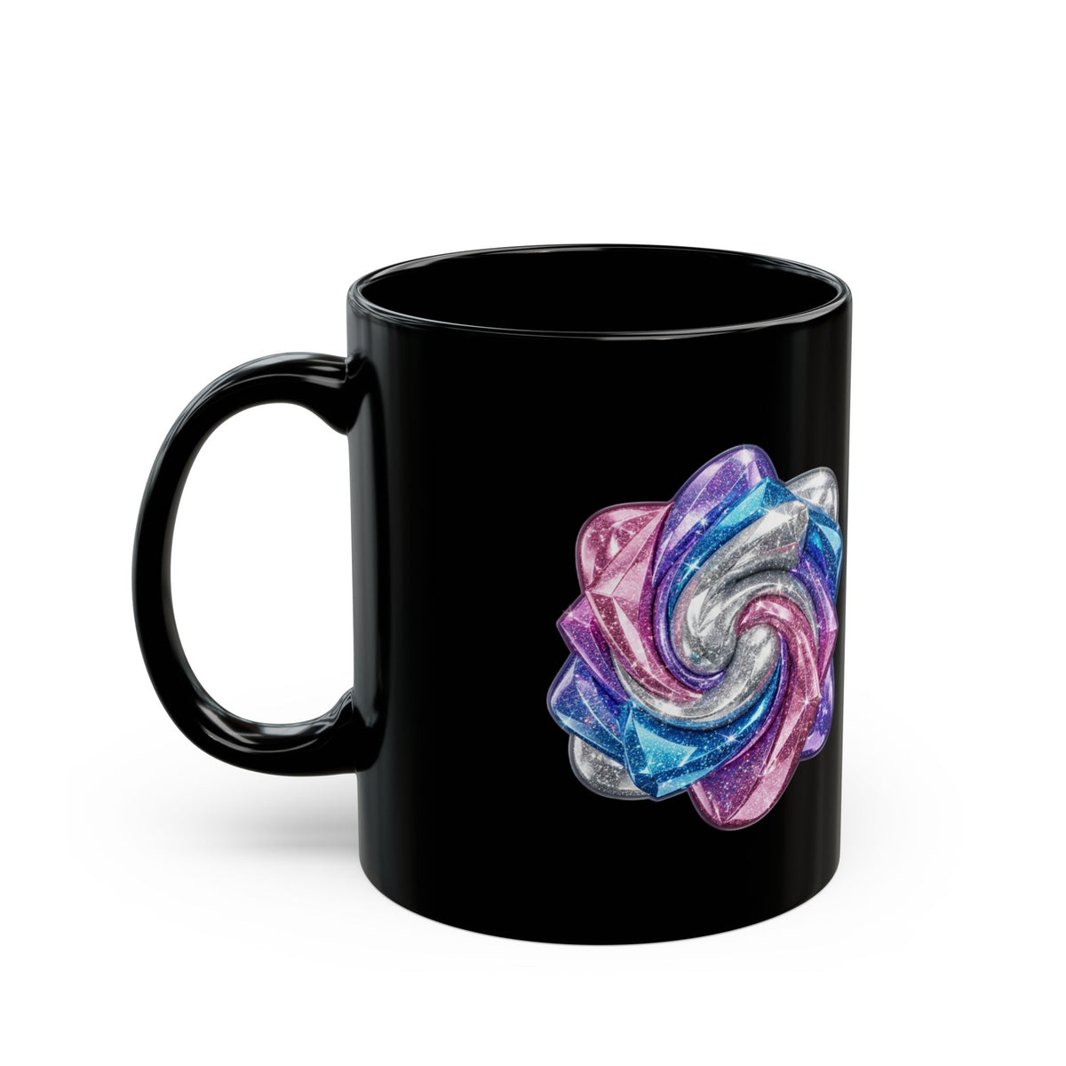 3D Glitter Design Black Mug (11oz, 15oz)
