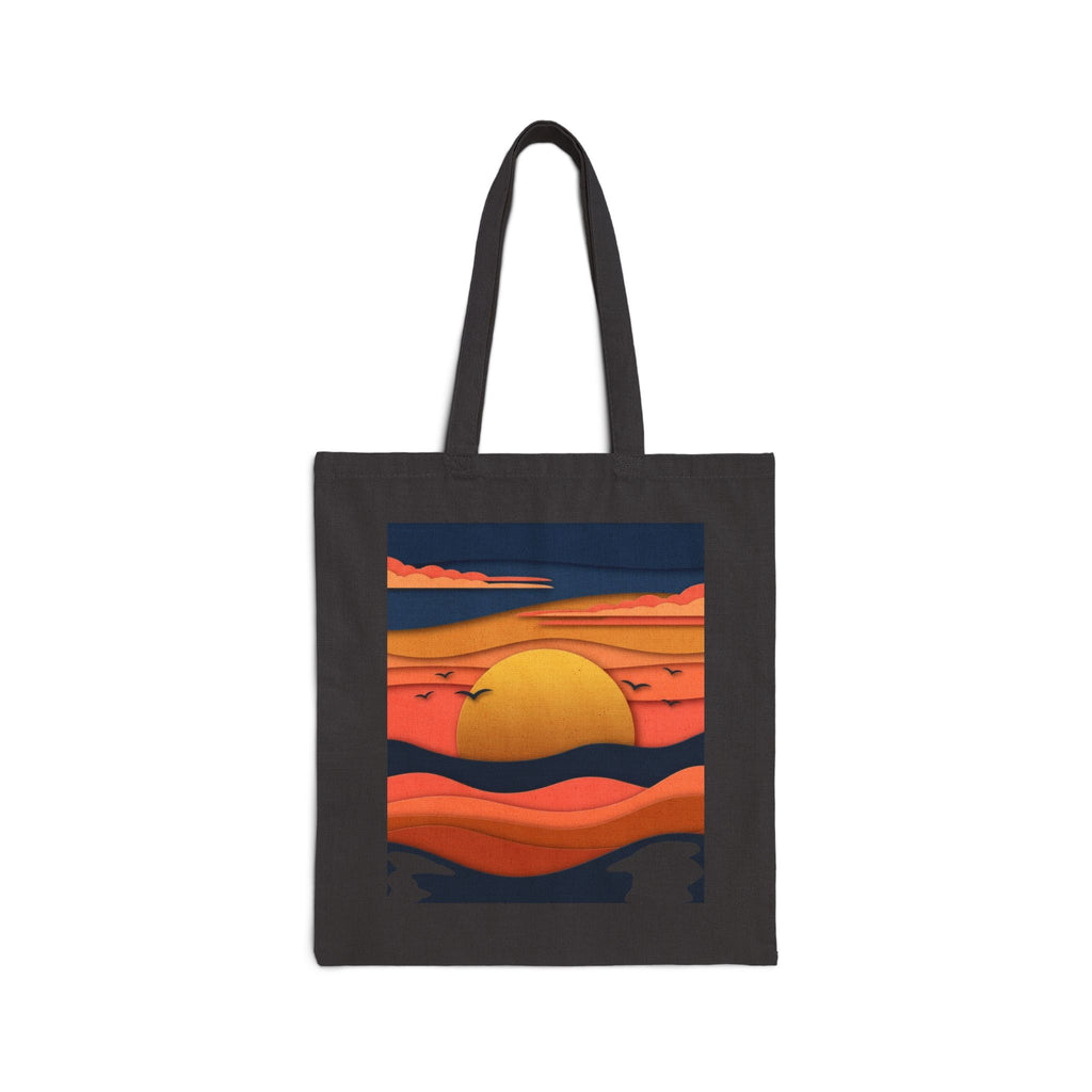 Sunset Waves Canvas Tote — Retro Orange Sun Beach Bag