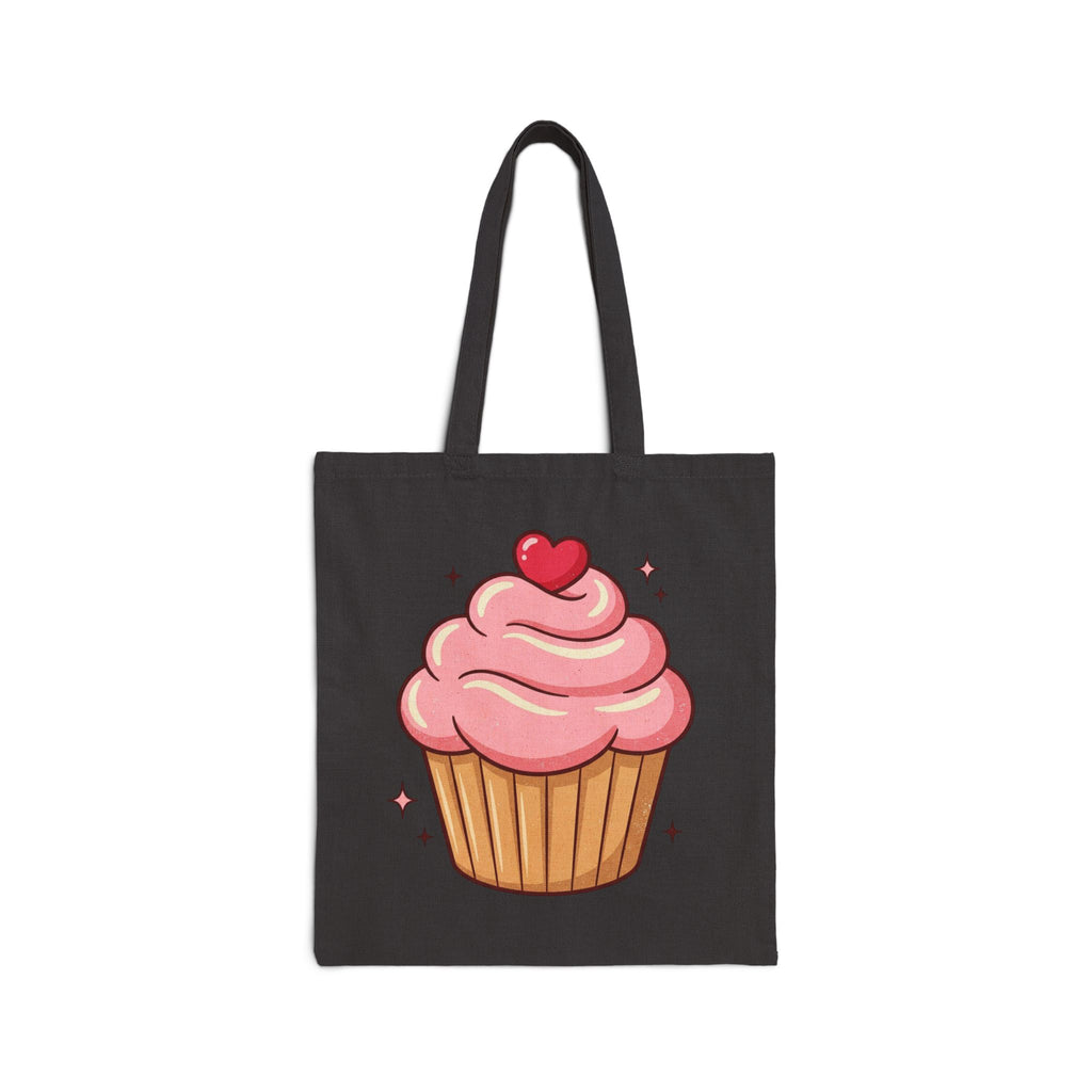 Cupcake Tote Bag — Cute Pink Heart Cupcake Canvas Tote for Baking Lovers
