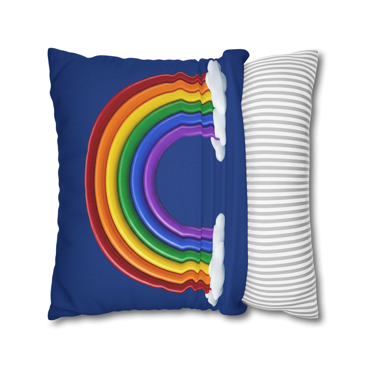 Rainbow Dark Blue Spun Polyester Square Pillowcase