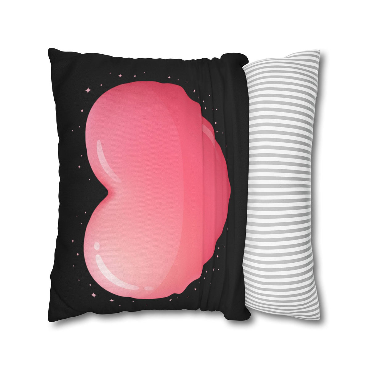Pink Heart Black Spun Polyester Square Pillowcase
