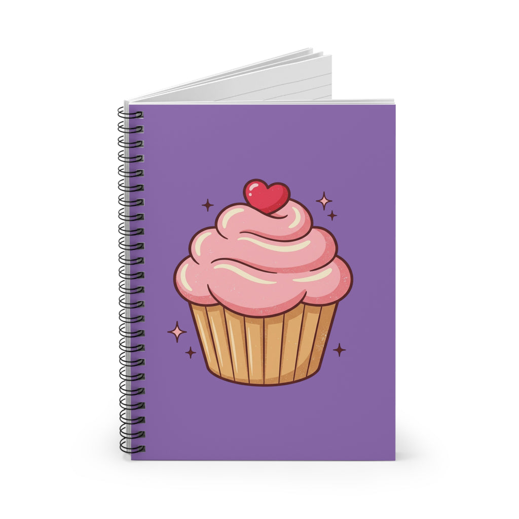 Pink Cupcake Spiral Notebook - Ruled Line- Light Purple