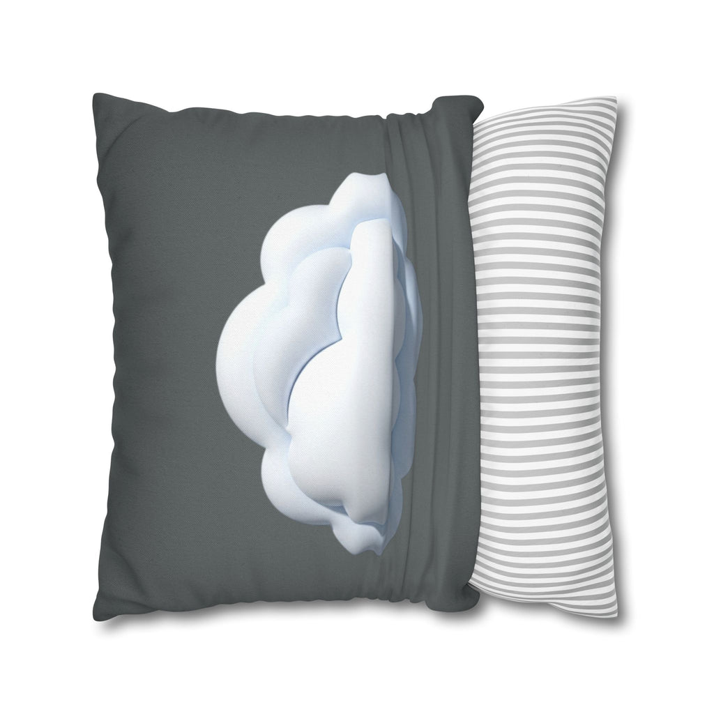 Cloud Graphic Dark Grey Pillowcase — Whimsical Grey Decorative Throw Pillow Cover