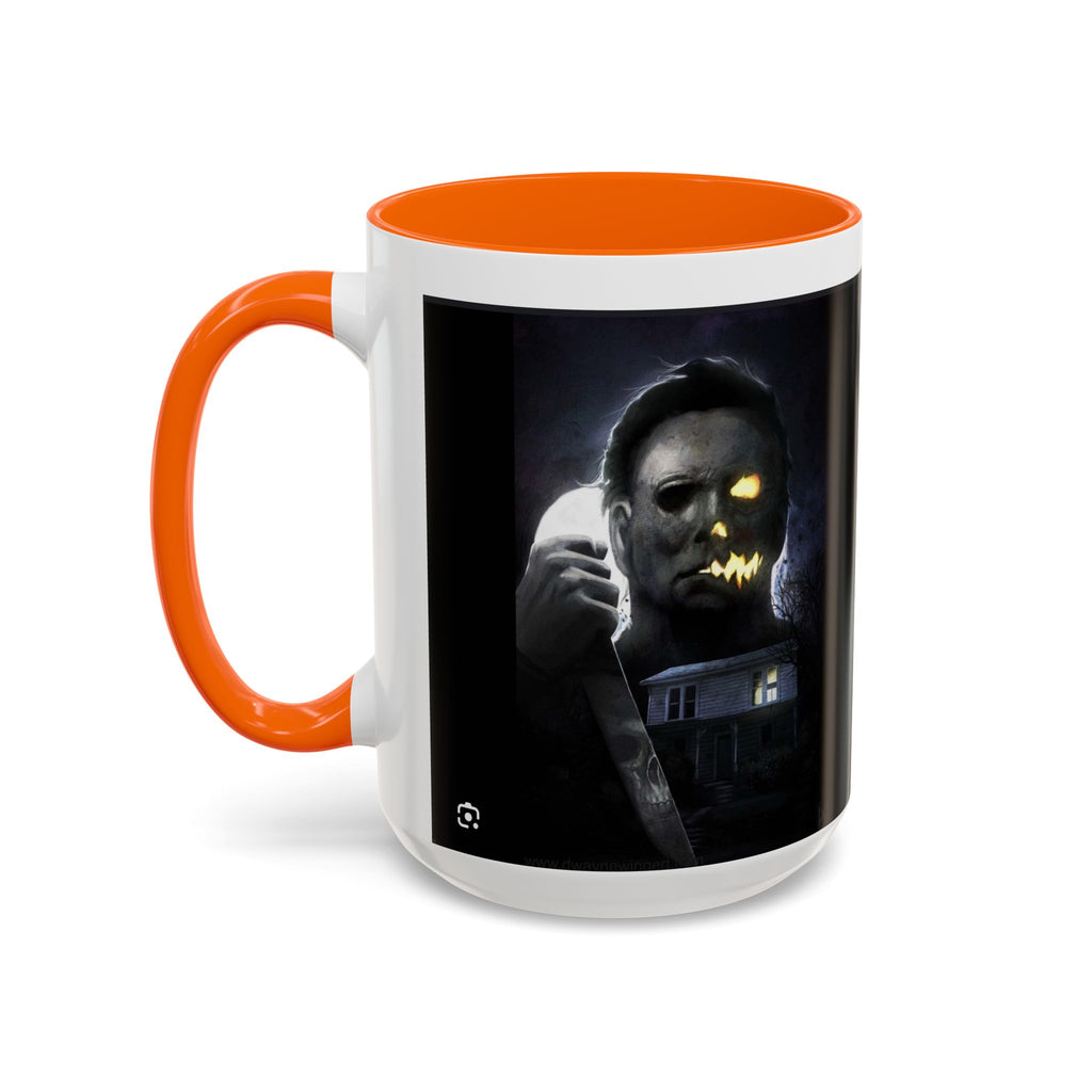 Halloween Michael Myers Accent Coffee Mug — Spooky Horror Movie Jack-O'-Lantern Face (11/15oz)