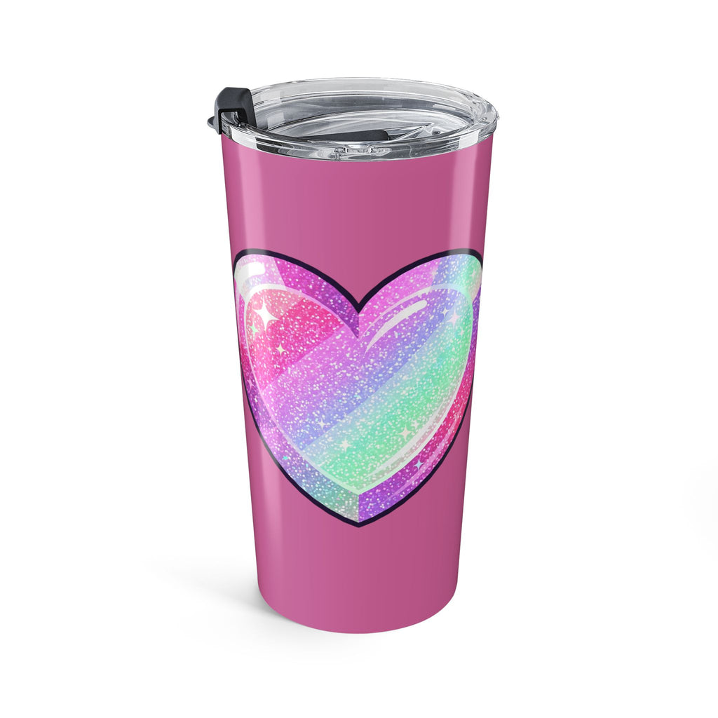 Pastel Glitter Heart Tumbler 20oz-Light Pink