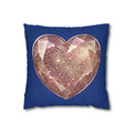 Galaxy Rose Gold Heart Pillowcase — Decorative Square Throw Pillow- Navy