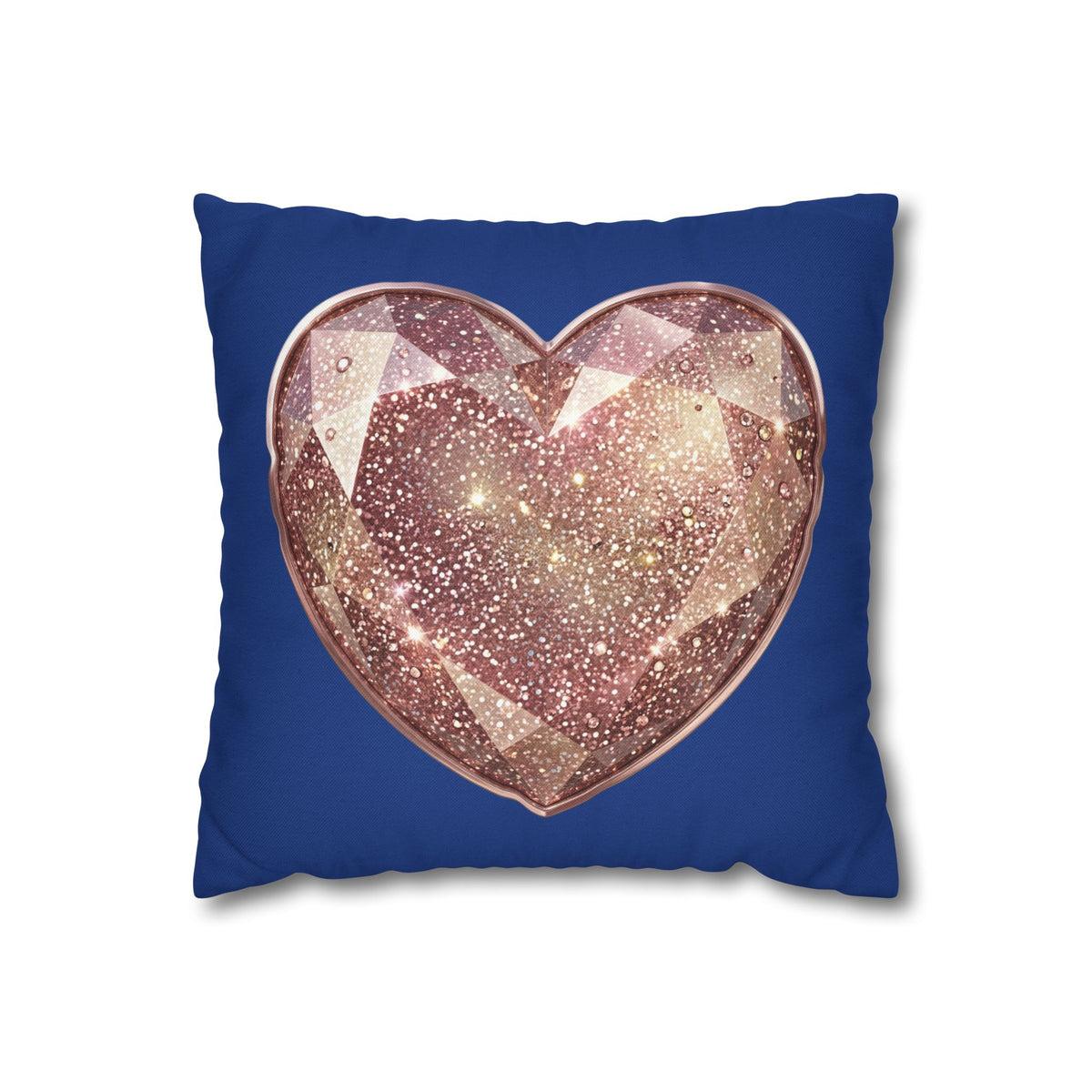 Galaxy Rose Gold Heart Pillowcase — Decorative Square Throw Pillow- Navy