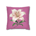 Pink Lily Decorative Pillow Cover — Floral Square Throw Pillowcase