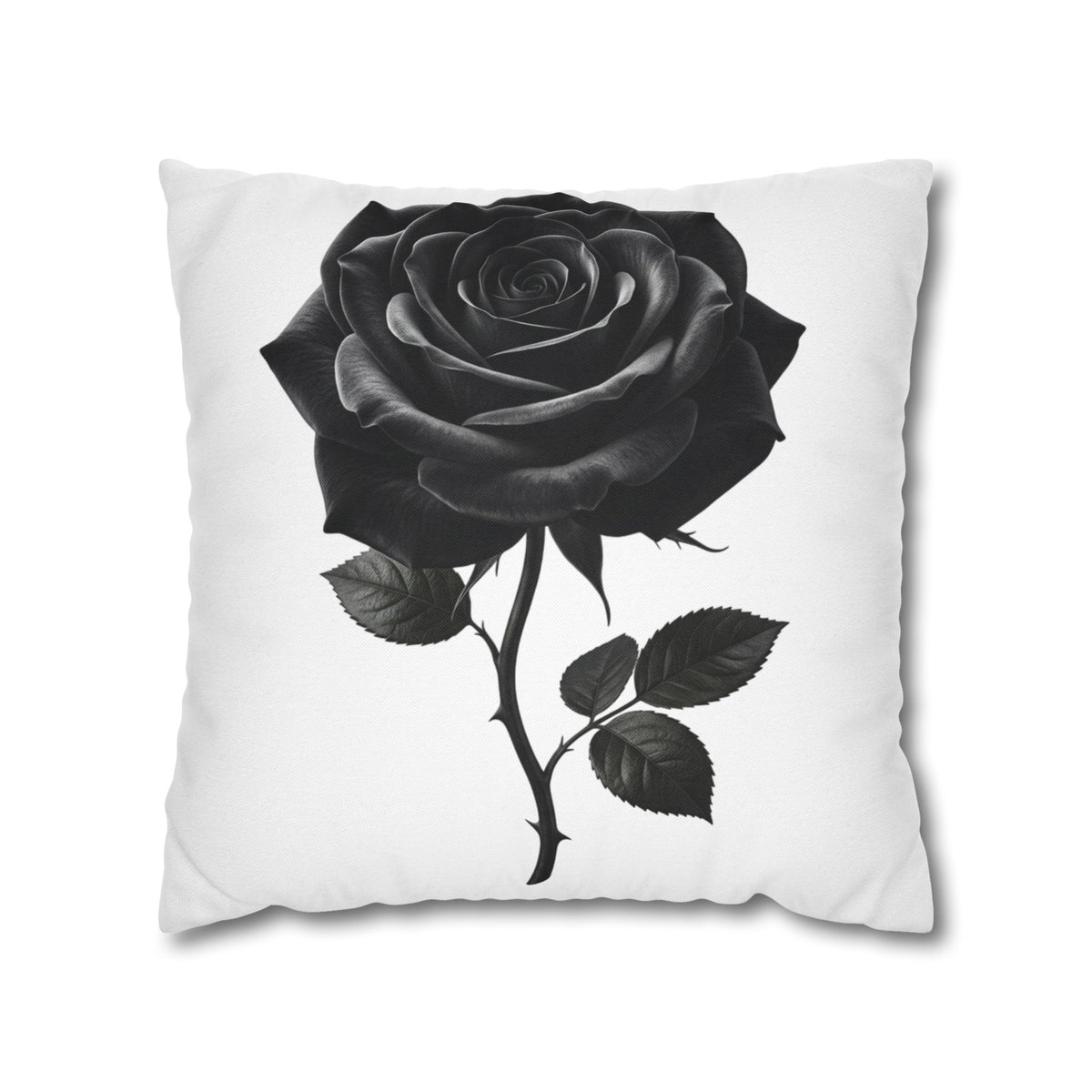 Black Rose Spun Polyester Square Pillowcase