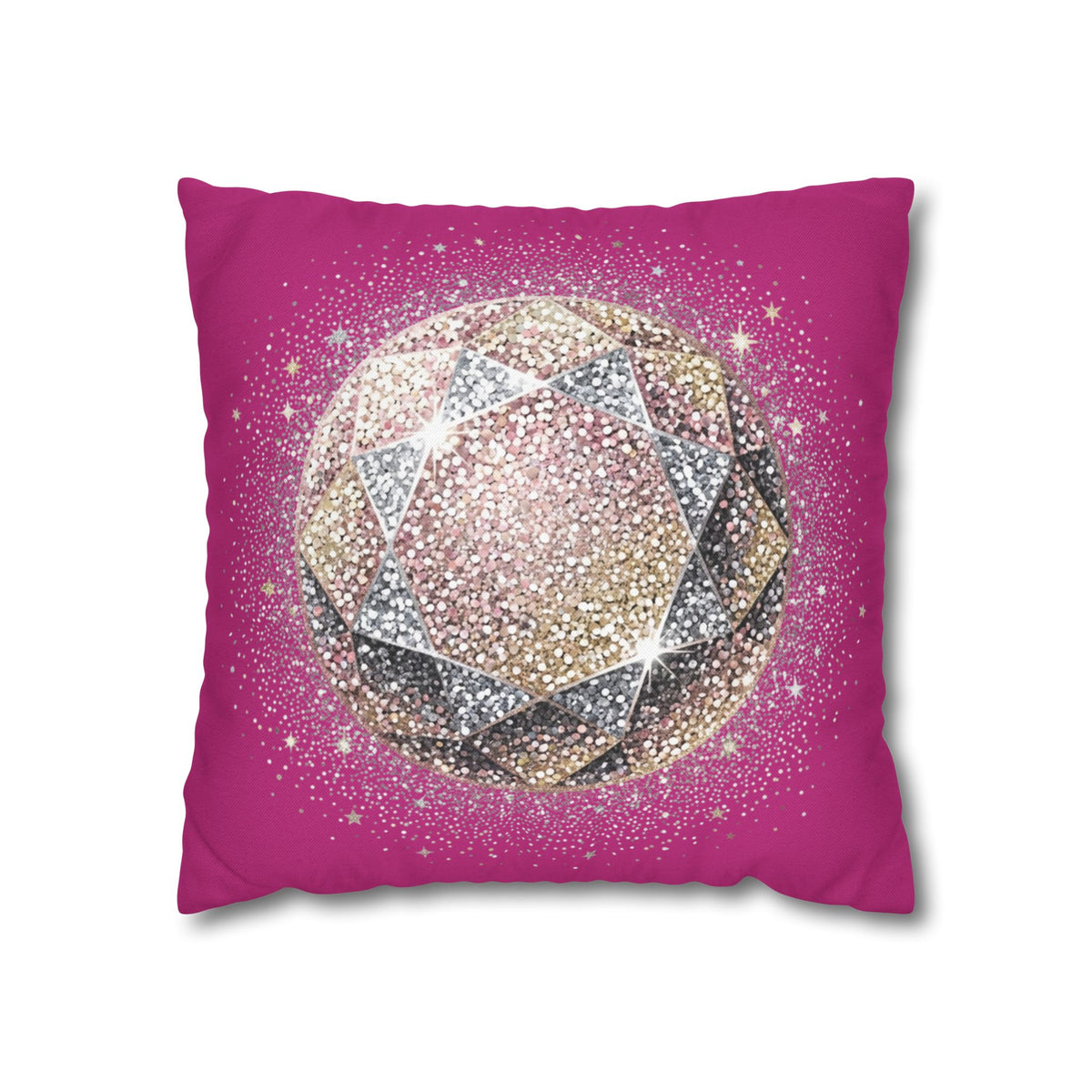 Glittery Magenta Spun Polyester Square Pillowcase