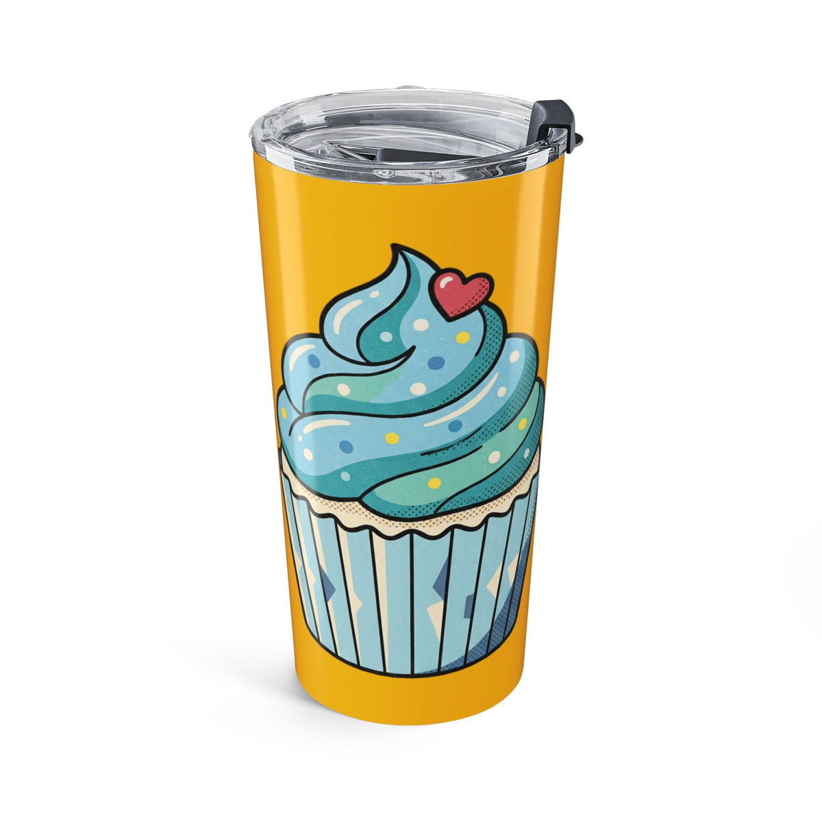 Cupcake Pattern 20oz Tumbler Yellow – Colorful Dessert Travel Mug