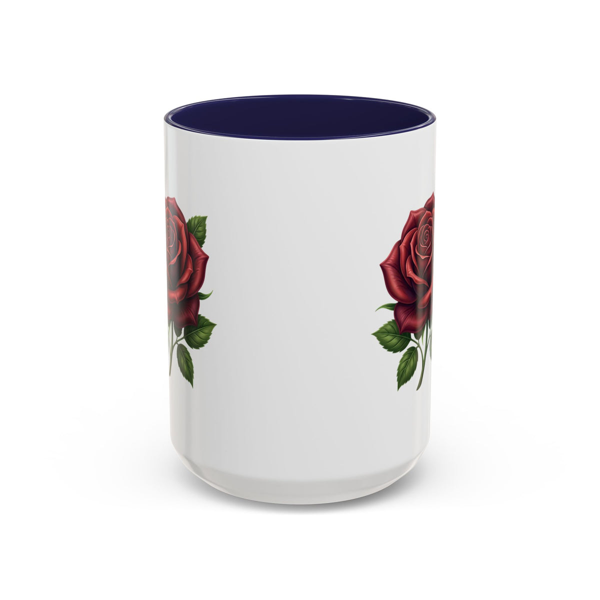 Red Rose Accent Coffee Mug — Floral Ceramic Coffee Cup (11/15oz)