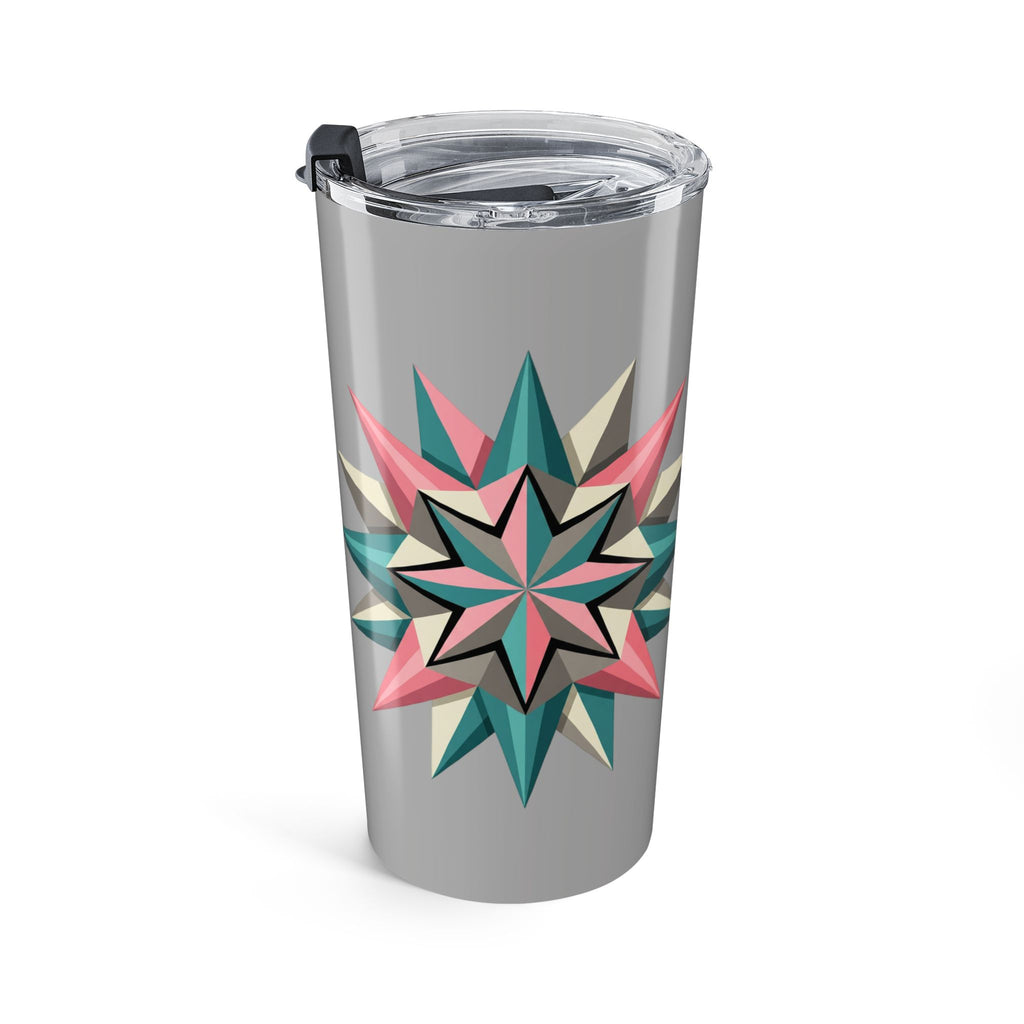 20oz Geometric Starburst Tumbler — Colorful Abstract Travel Cup- Light Grey