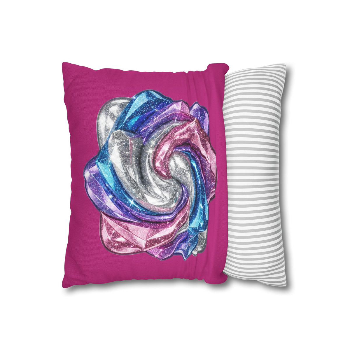 3D Glitter Design Magenta Spun Polyester Square Pillowcase