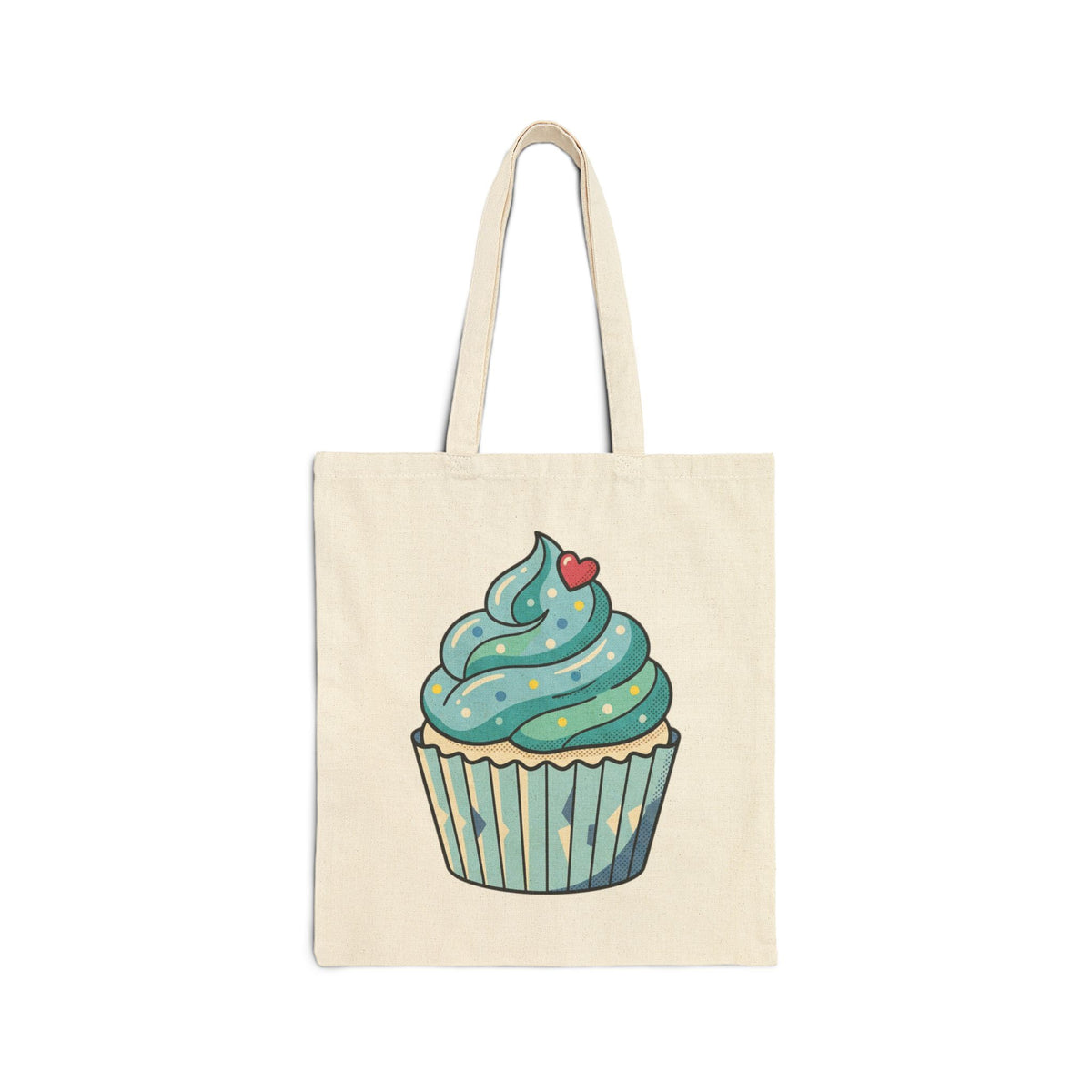 Blue Cupcake Cotton Canvas Tote Bag