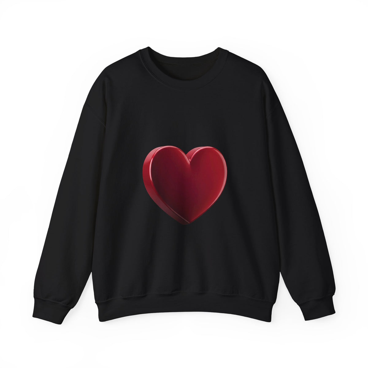 Heart Graphic Sweatshirt — Minimal 3D Red Heart Crewneck for Valentine’s & Everyday Wear