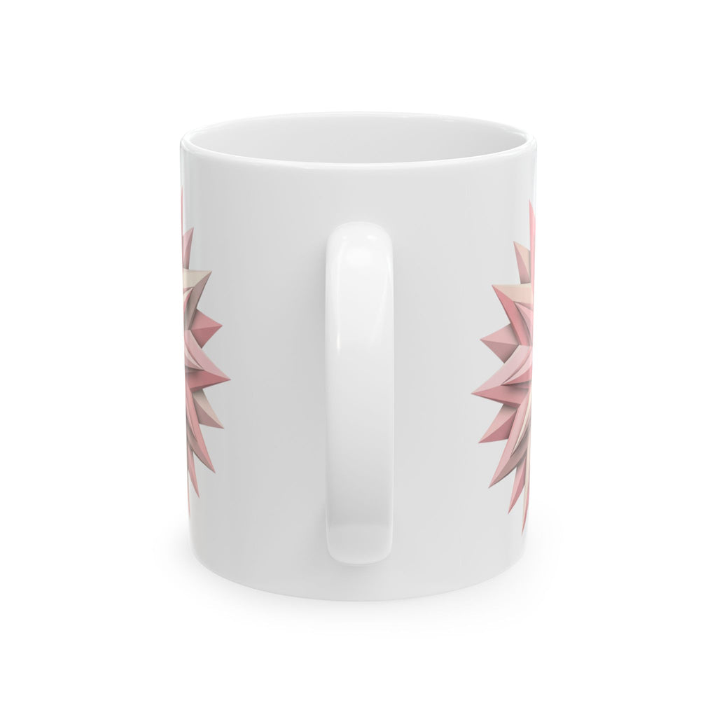 Pink Geometric Star Ceramic Mug — Floral Mandala Coffee Cup (11oz & 15oz)