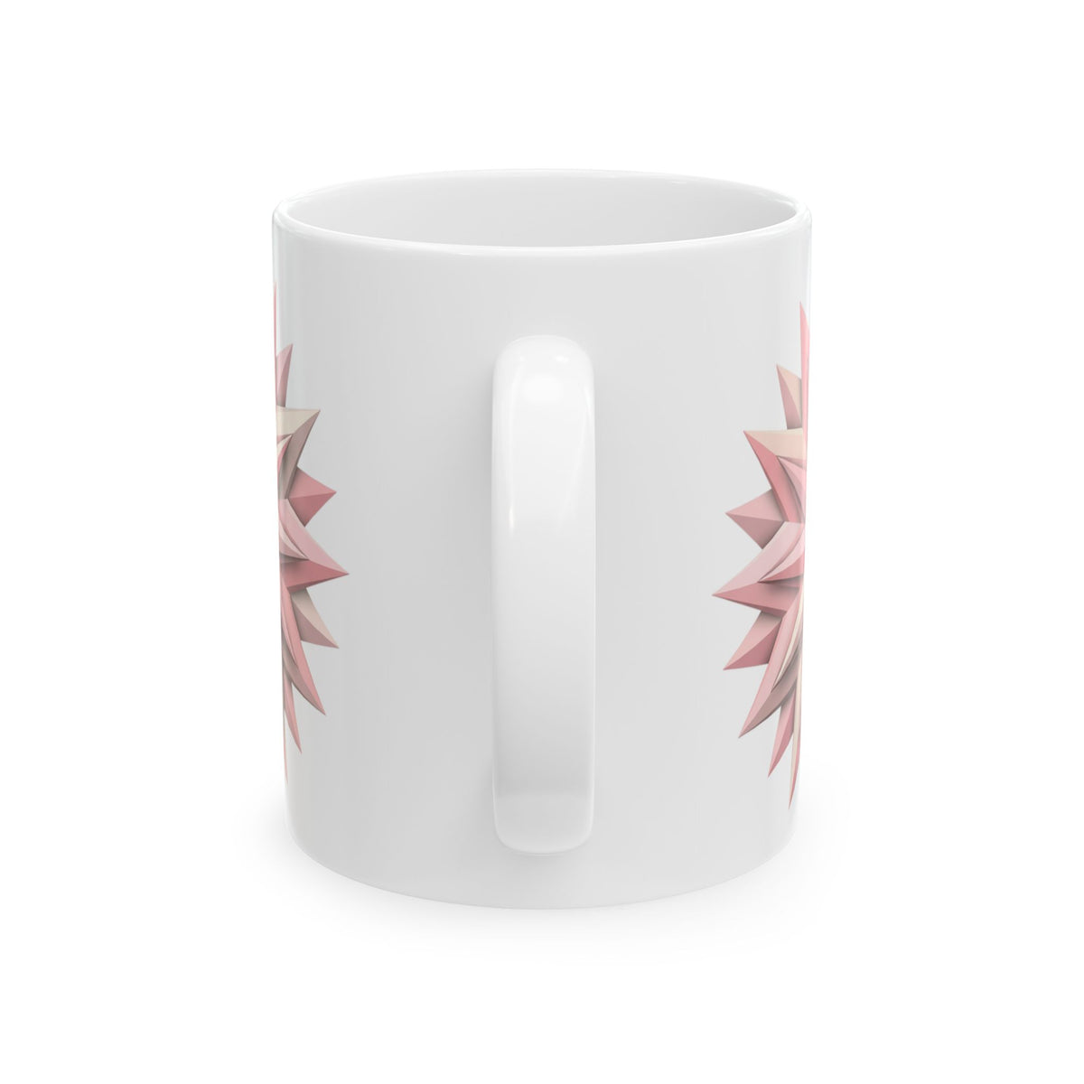Pink Geometric Star Ceramic Mug — Floral Mandala Coffee Cup (11oz & 15oz)
