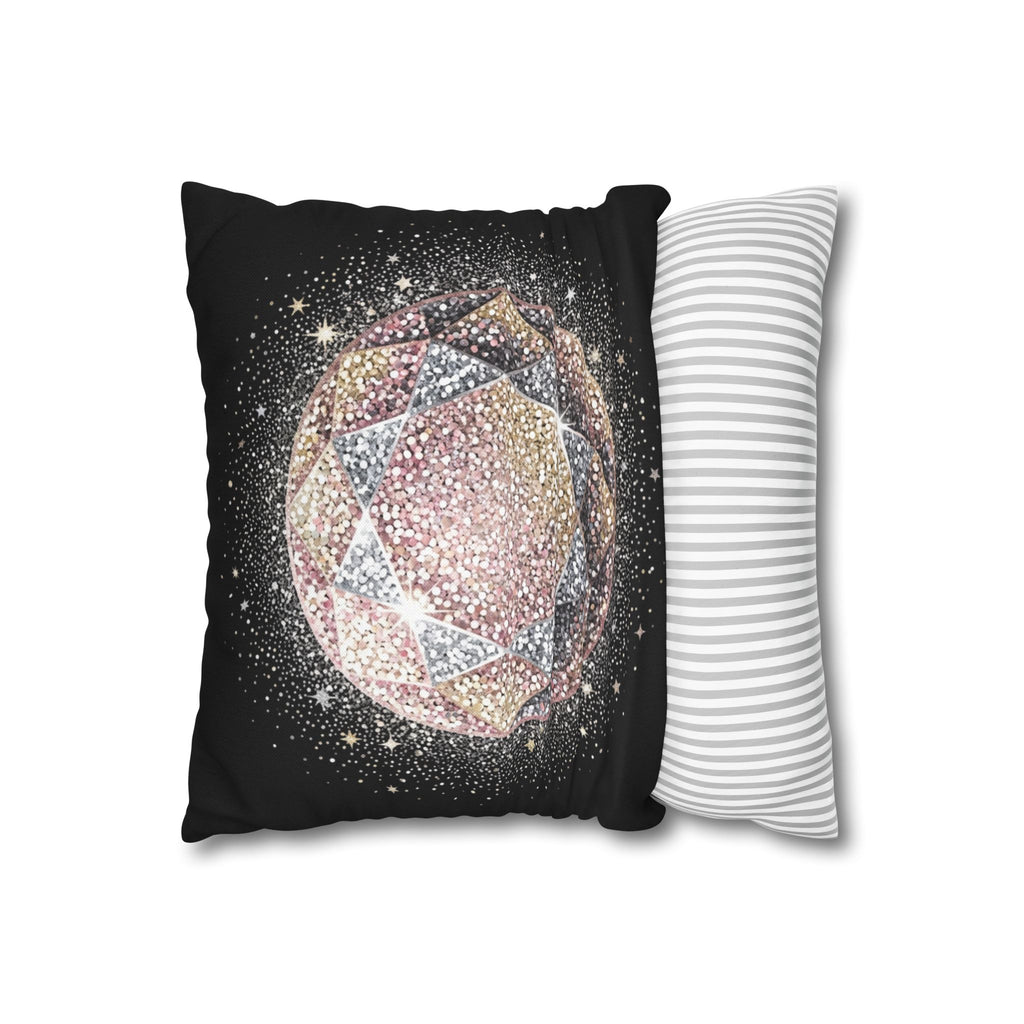 Glittery Black Spun Polyester Square Pillowcase