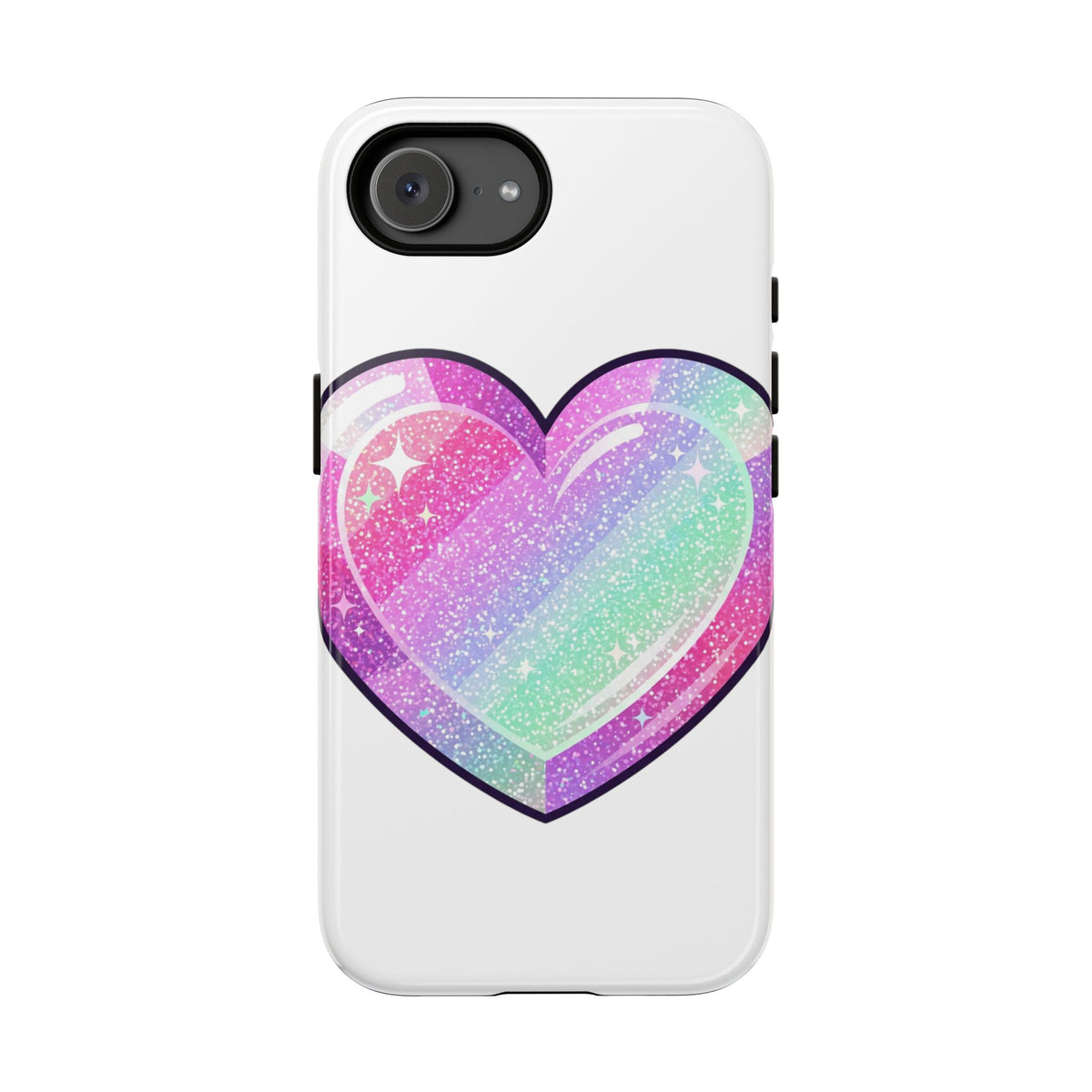 Pastel Glitter Heart Tough Phone Case — Cute Protective Phone Cover