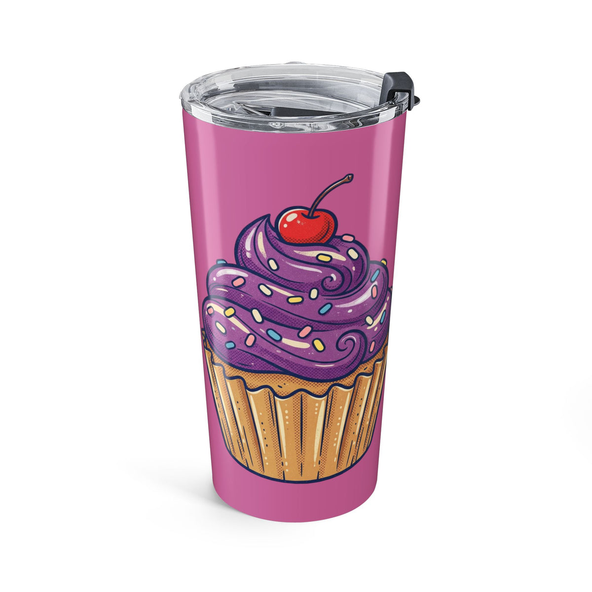 20oz Cupcake Tumbler – Light Pink Purple Dessert Travel Mug