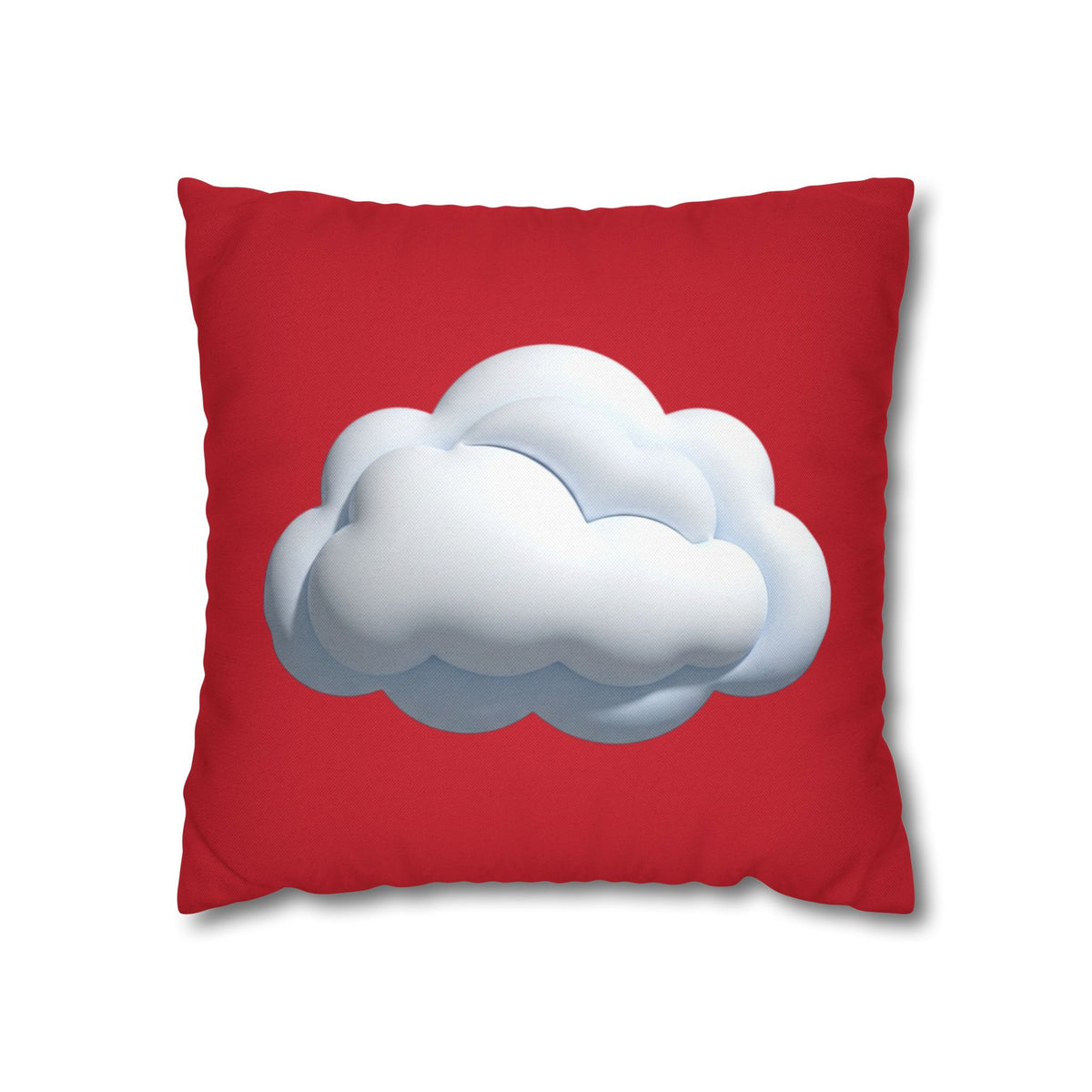 Cloud Graphic Dark Red Pillowcase — Cute White Cloud on Red Decorative Throw Pillow Cover