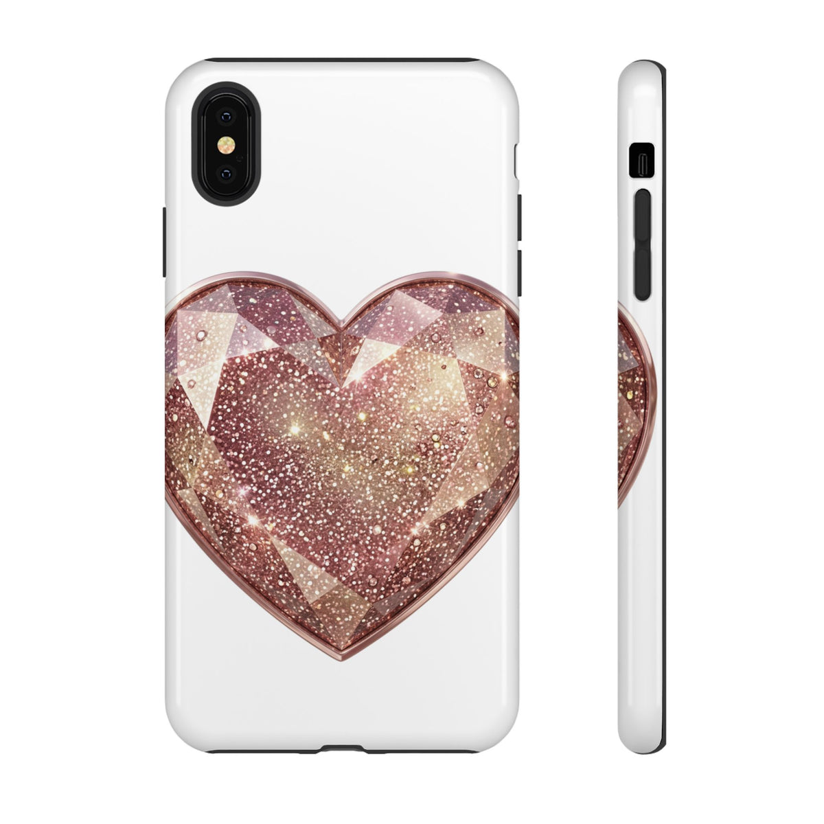 Rose Gold Glitter Crystal Heart Phone Case
