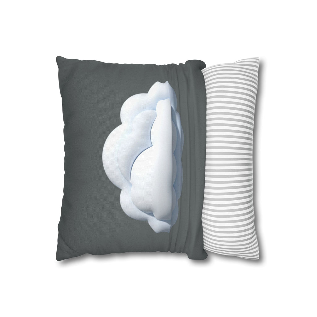 Cloud Graphic Dark Grey Pillowcase — Whimsical Grey Decorative Throw Pillow Cover